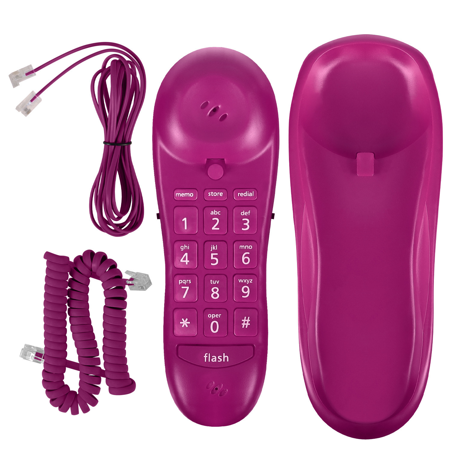 Slimline Purple Colored Phone For Wall Or Desk With Memory