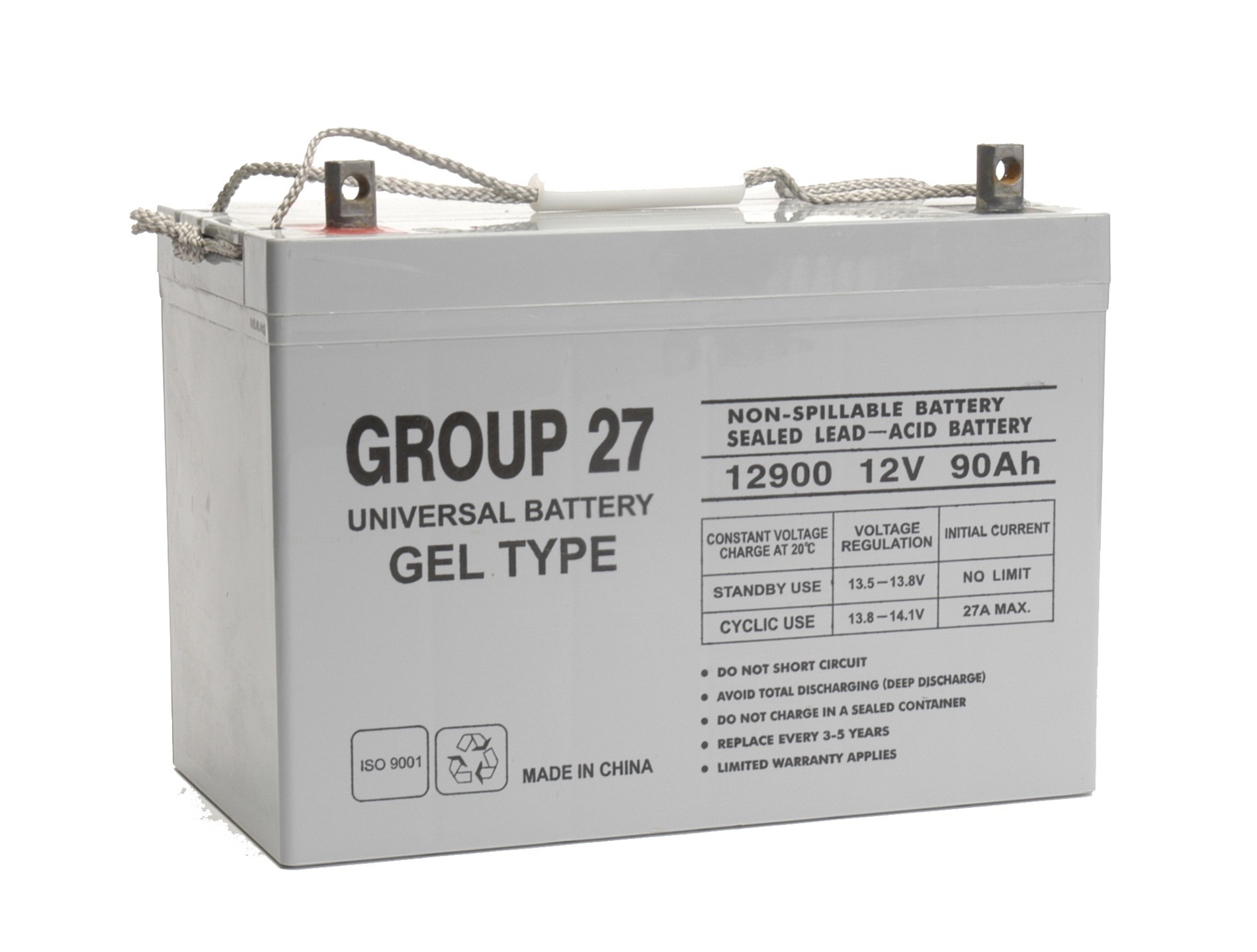 UB12900 (Group 27) 12v 90ah GEL Type Battery Replacement for Trojan T27-GEL
