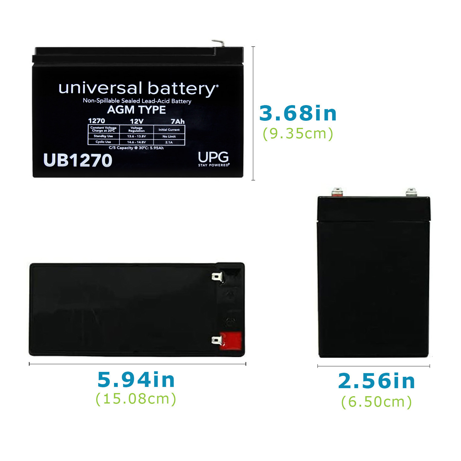 UB1270 / UB1272 SLA 12V 7AH .187 TT + 12V Solar Panel Charger