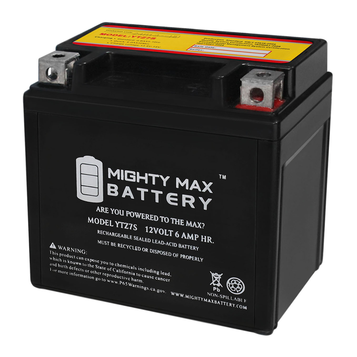 YTZ7S 12V 6AH Replacement Battery for MotoBatt MBTZ7S
