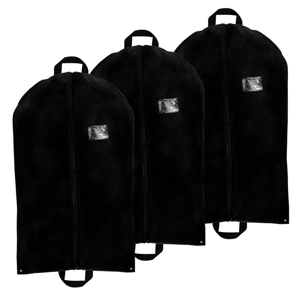 Garment Bag with Pockets for Suits, Travel, Storage, Laundry, Long Dresses, Dance Costumes, Dresses, Zipper Included, 3 Bags