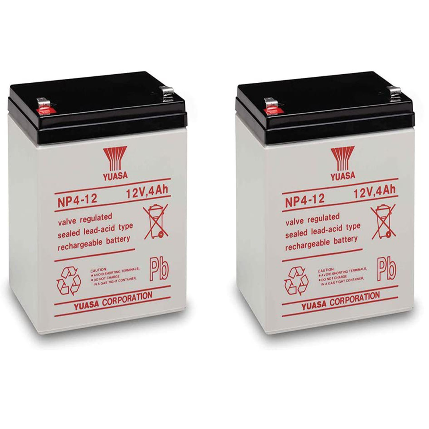Yuasa NP4-12 Battery 12 Volt 4 Amp Sealed Lead Acid Battery - 2 Pack