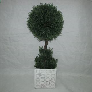 Faux Topiary In Cement Pot #120