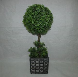 Faux Topiary In Cement Pot #122