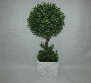 Faux Topiary In Cement Pot #125
