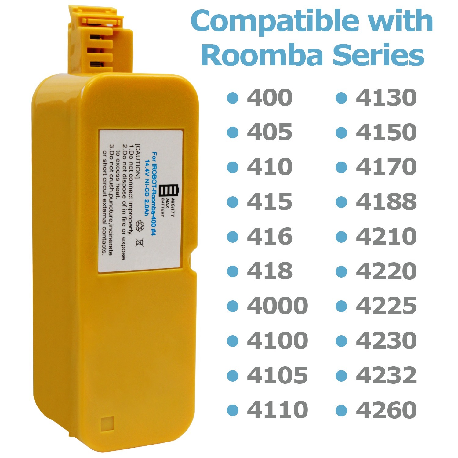 14.4v NICD 2000MAH Replacement Battery for Roomba 400 Series