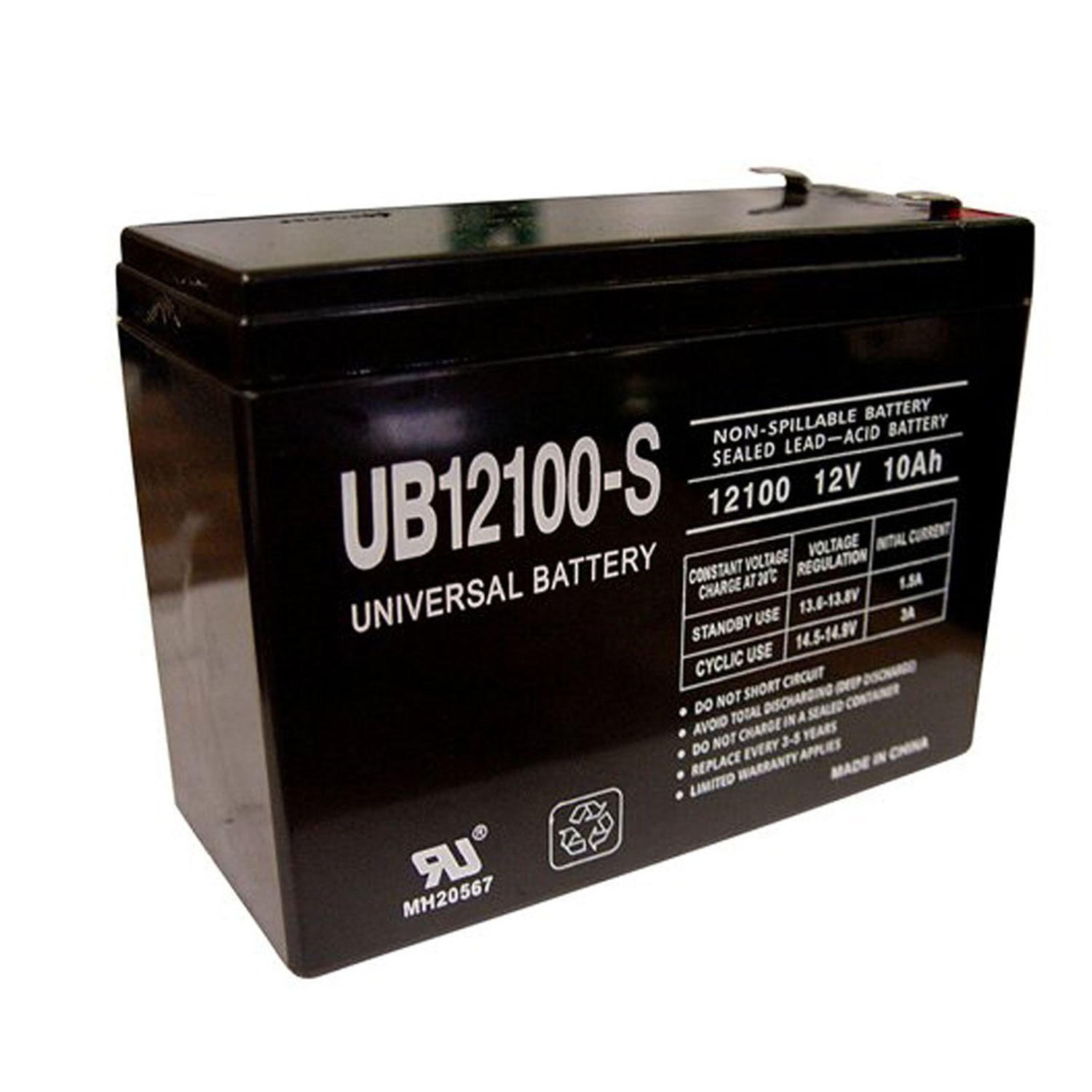 UB12100 12V 10AH Sealed Lead Acid Battery + 12 Volt 1 Amp Charger