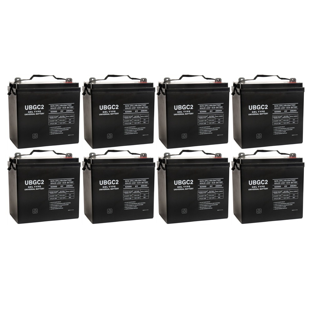 UBGC2 6V 200Ah GEL Battery for Pure Sine Wave PST-100S-12A - 8 Pack