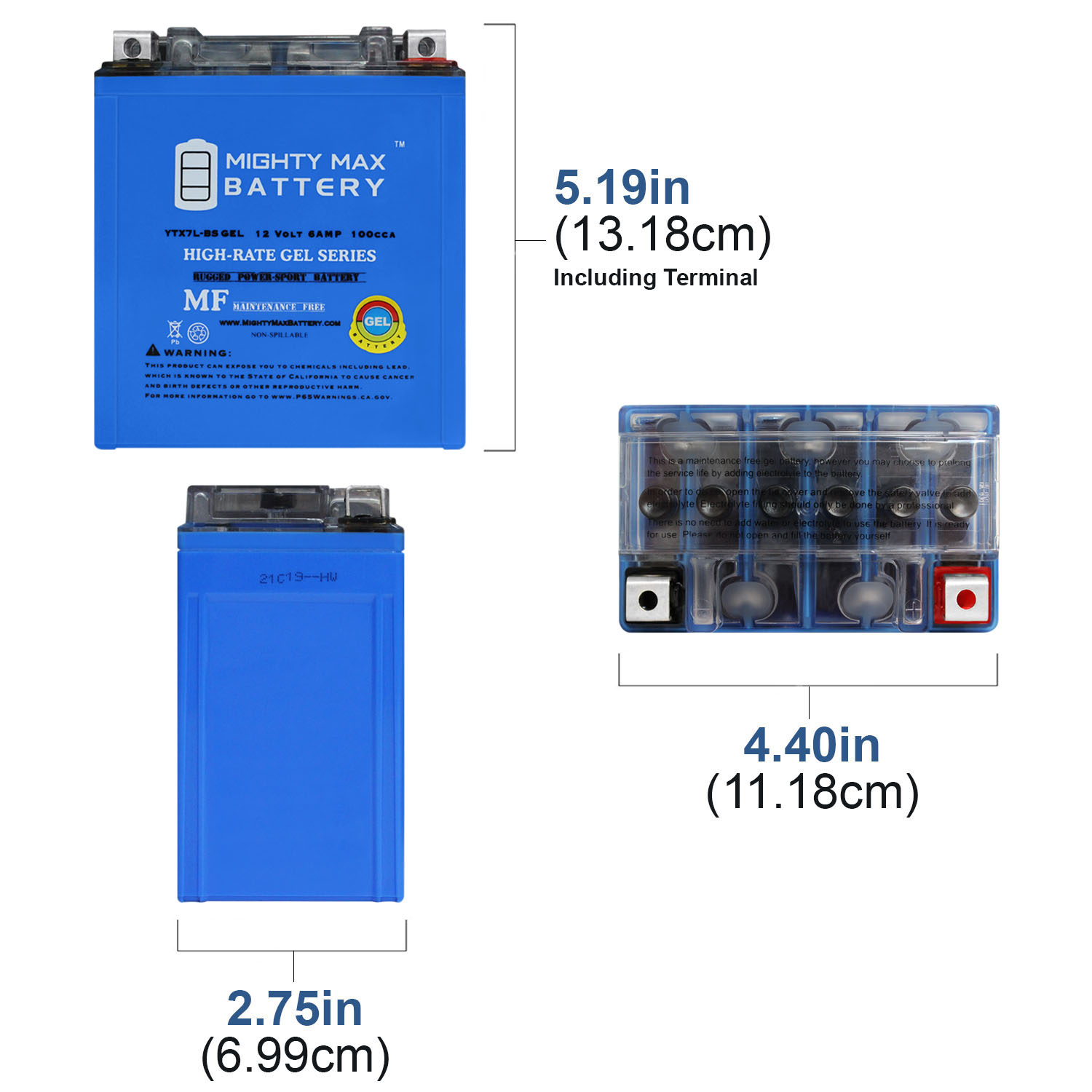 YTX7L-BS 12 VOLT 6AH GEL MOTORCYCLE BATTERY + 12V 1AMP CHARGER