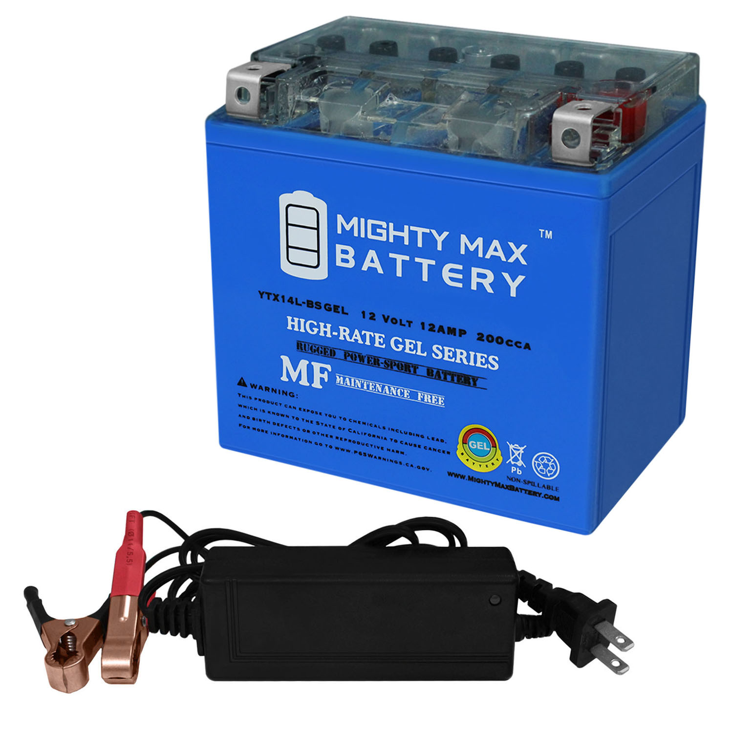 YTX14L-BS GEL Replacement Battery Compatible with Harley-Davidson Pan-America 23 + 12V 2Amp Charger