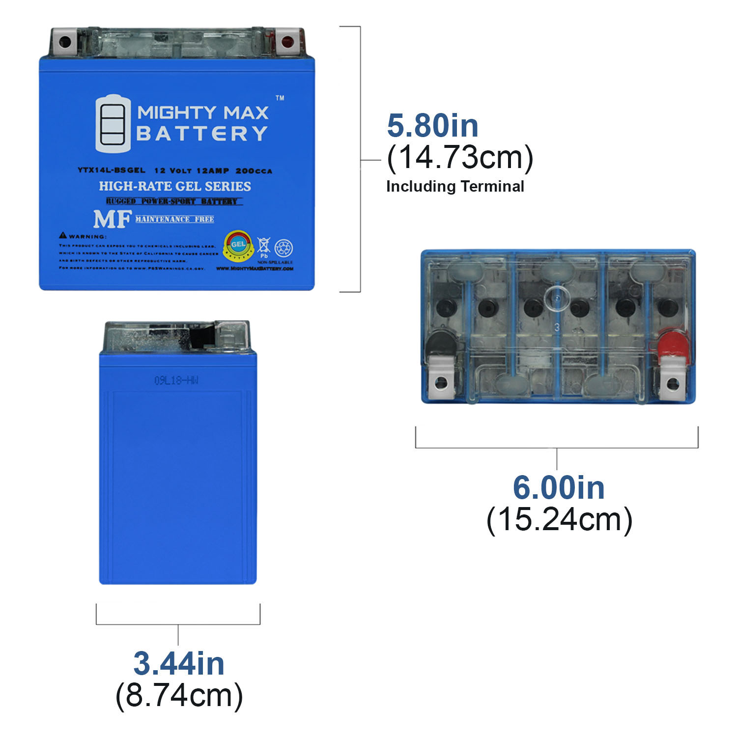 YTX14L-BS 12V 12AH GEL for Power Sports Battery + 12V 2Amp Charger