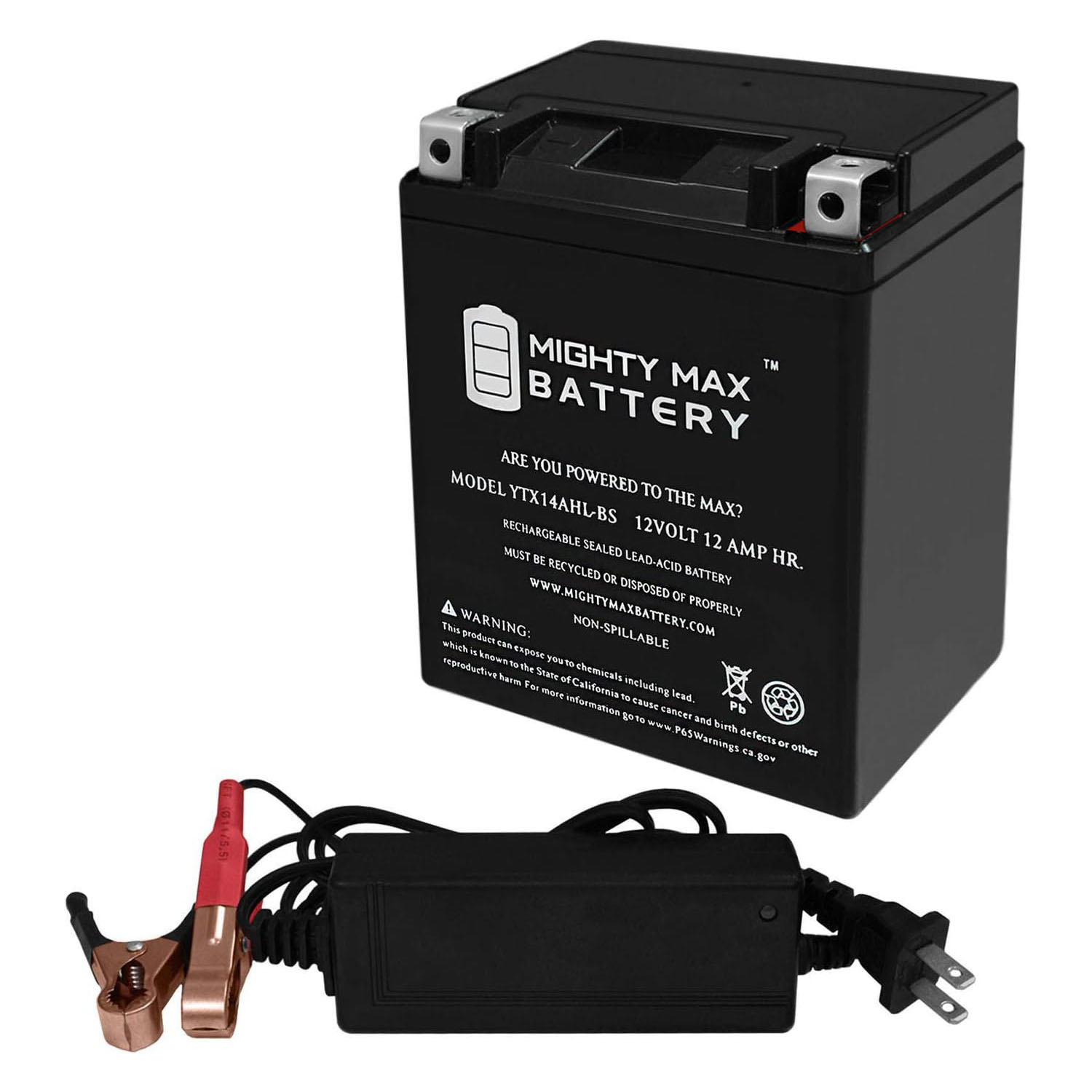 YTX14AHL 12V 12AH Battery for Ducati 900 Supersport + 12V 2Amp Charger