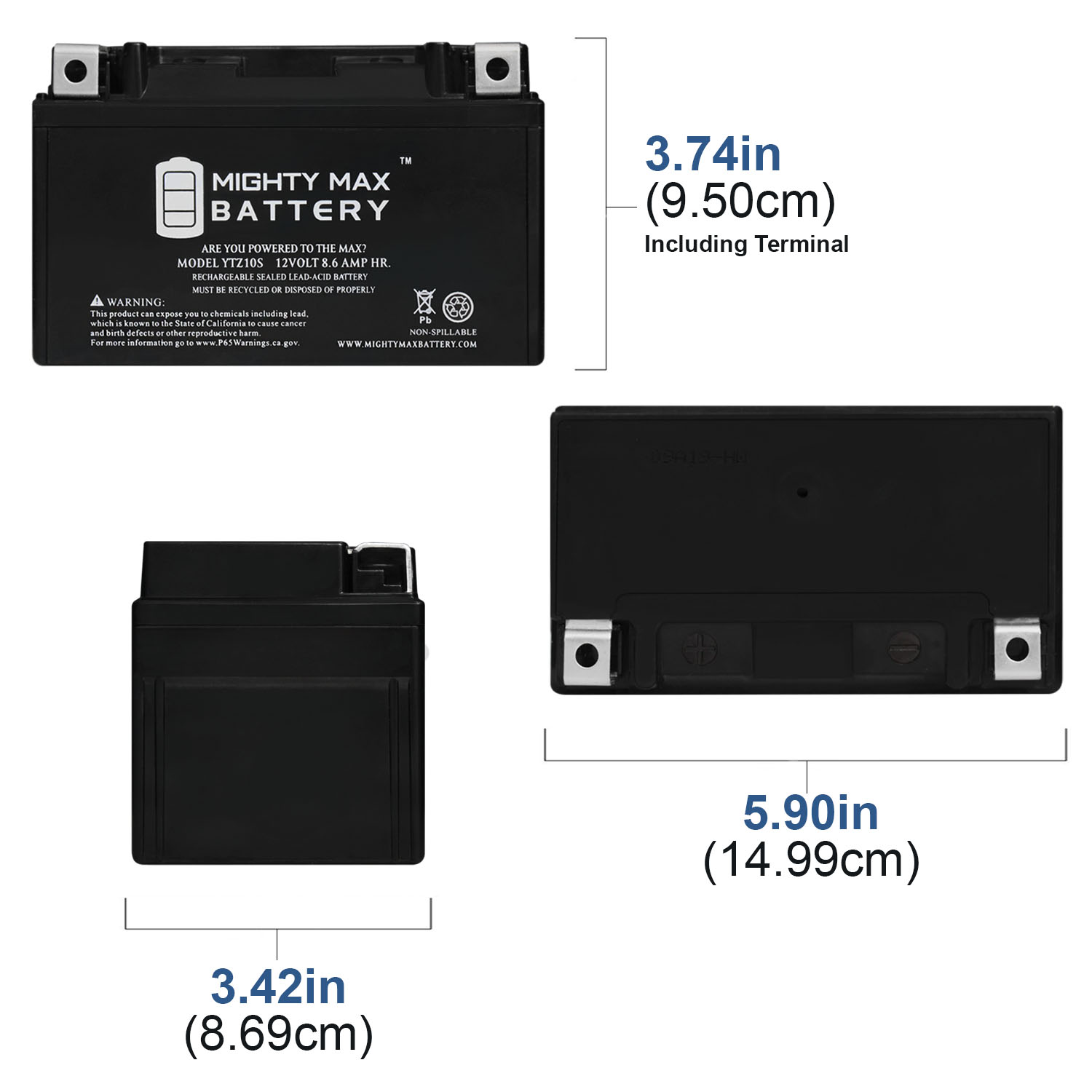 YTZ10S 12V 8.6AH SLA for Power Sports Battery + 12V 2Amp Charger