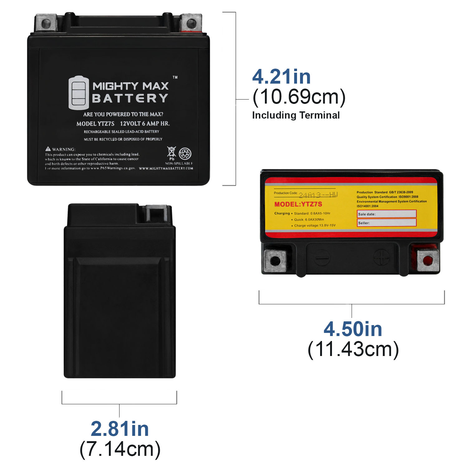 YTZ7S 12V 6AH SLA for Power Sports Battery + 12V 1Amp Charger