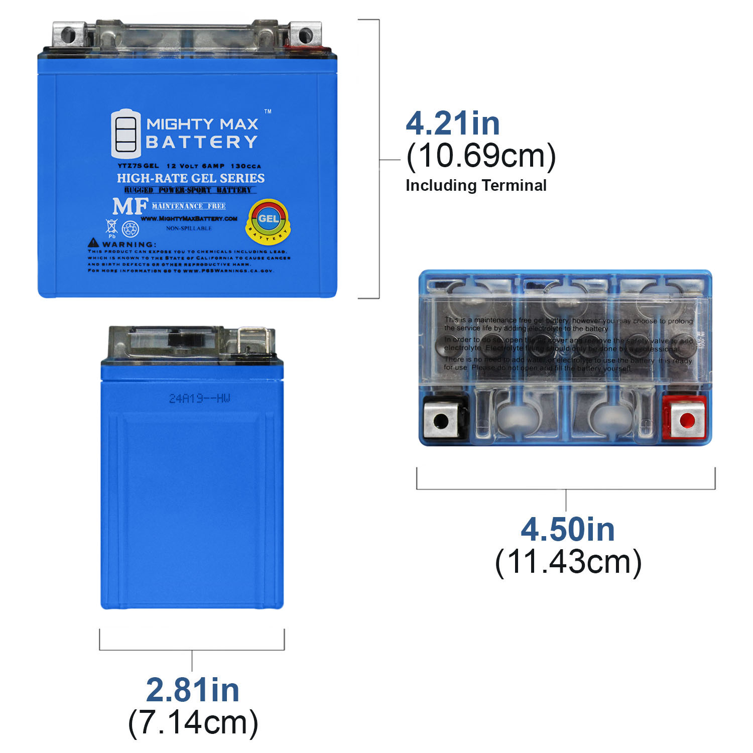 YTZ7S 12V 6AH GEL for Power Sports Battery + 12V 1Amp Charger