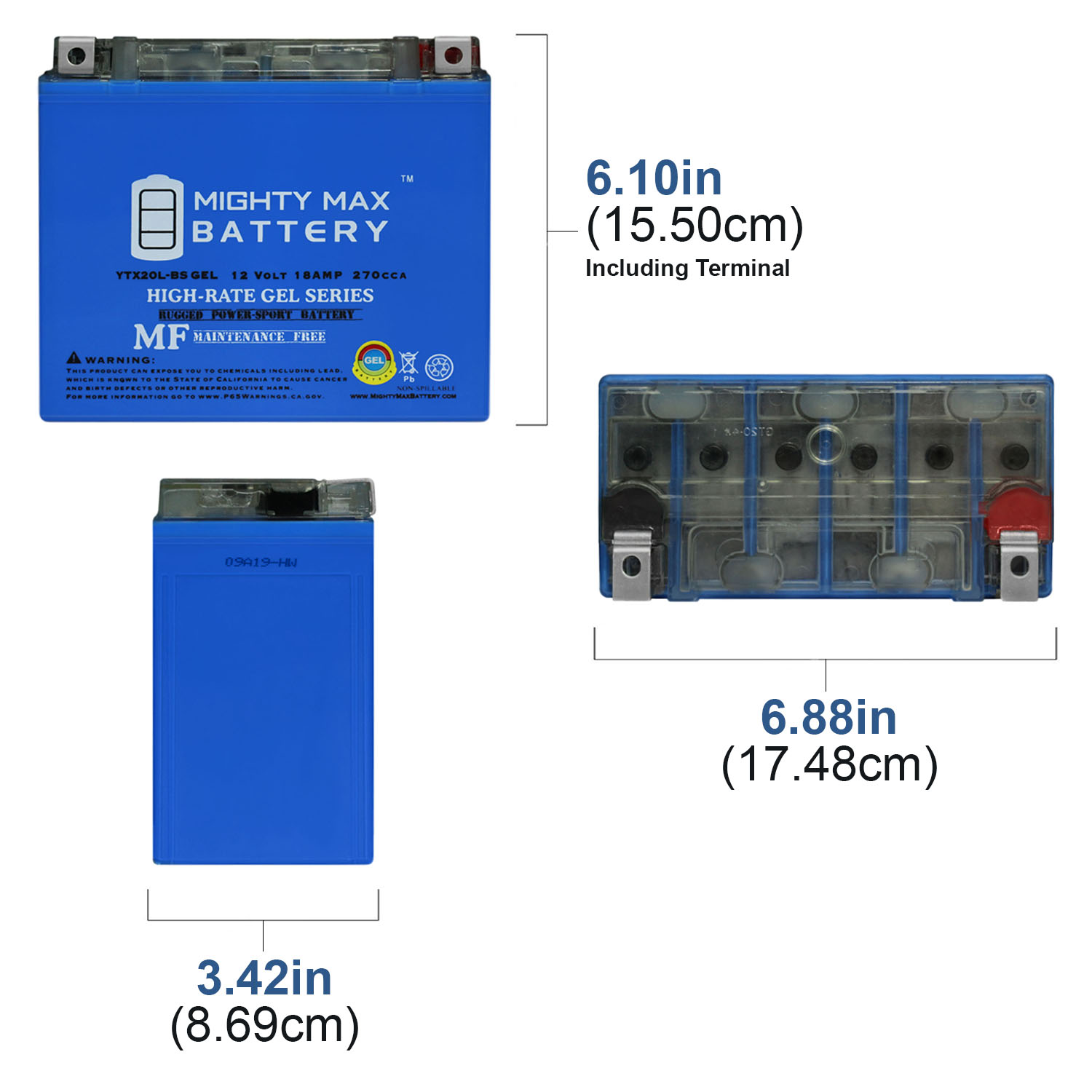 YTX20L-BS GEL 12V 18AH Power Sport Battery + 12V 4Amp Charger