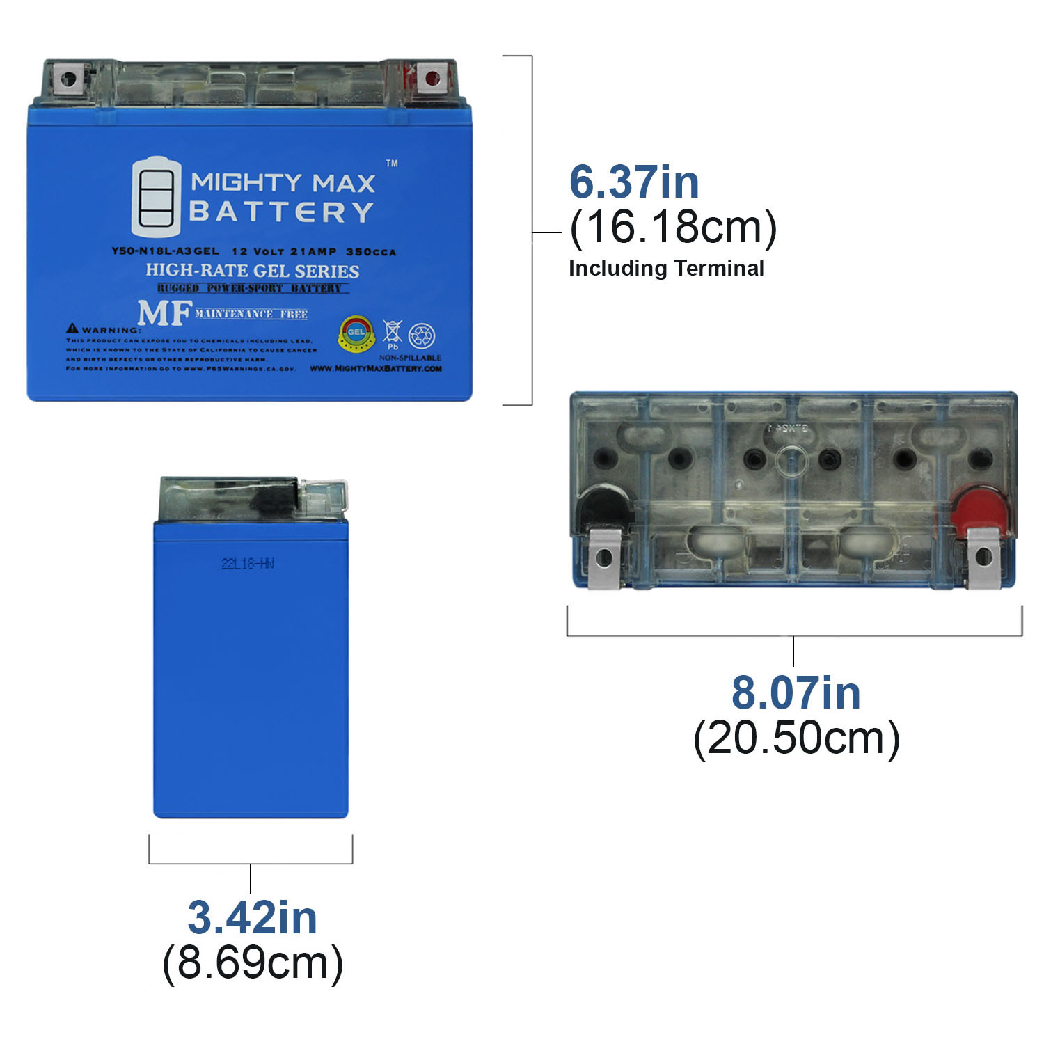 Y50-N18L-A3 Maintenance Free GEL Battery + 12V 4Amp Charger