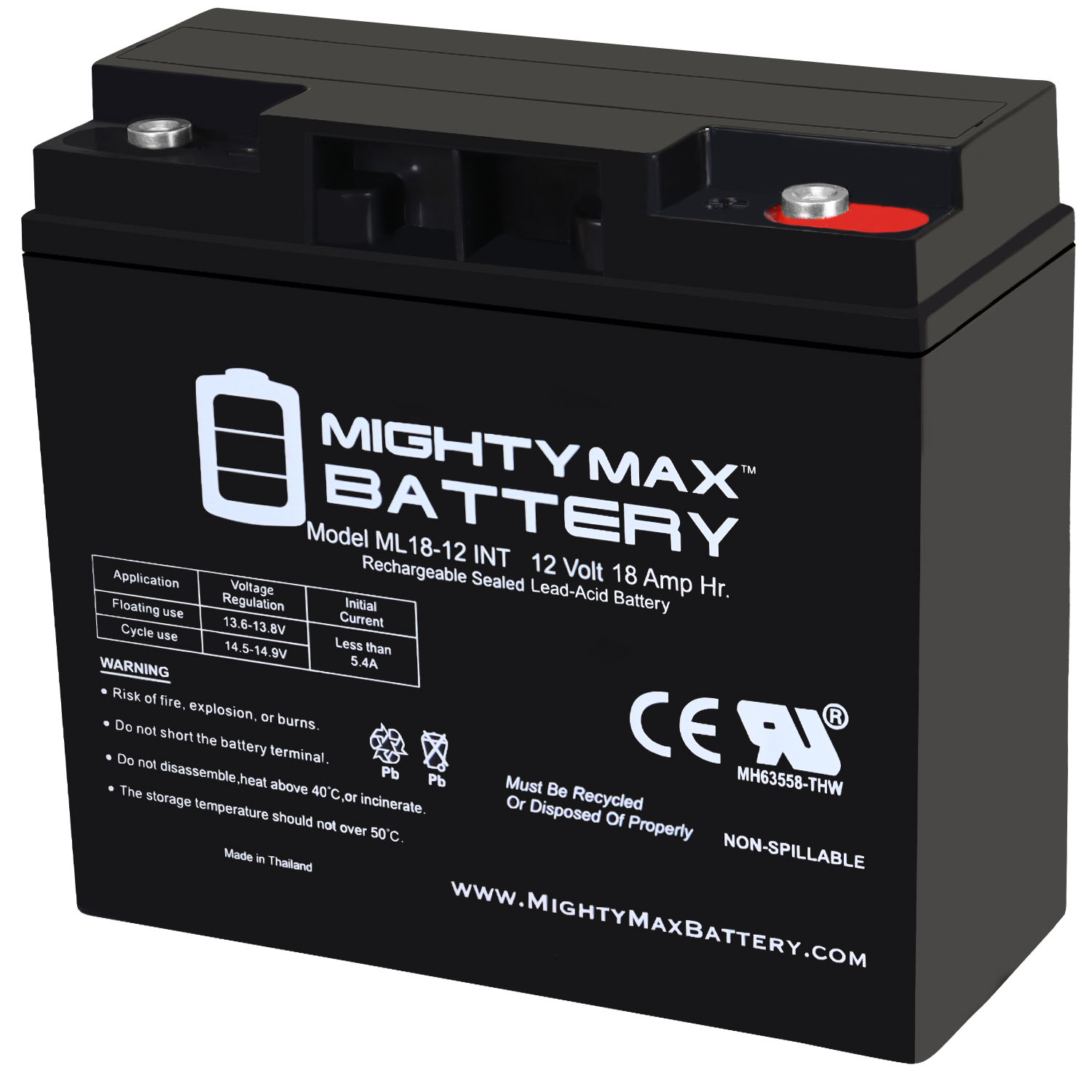 12V 18AH SLA Internal Thread Replacement Battery for ES1230