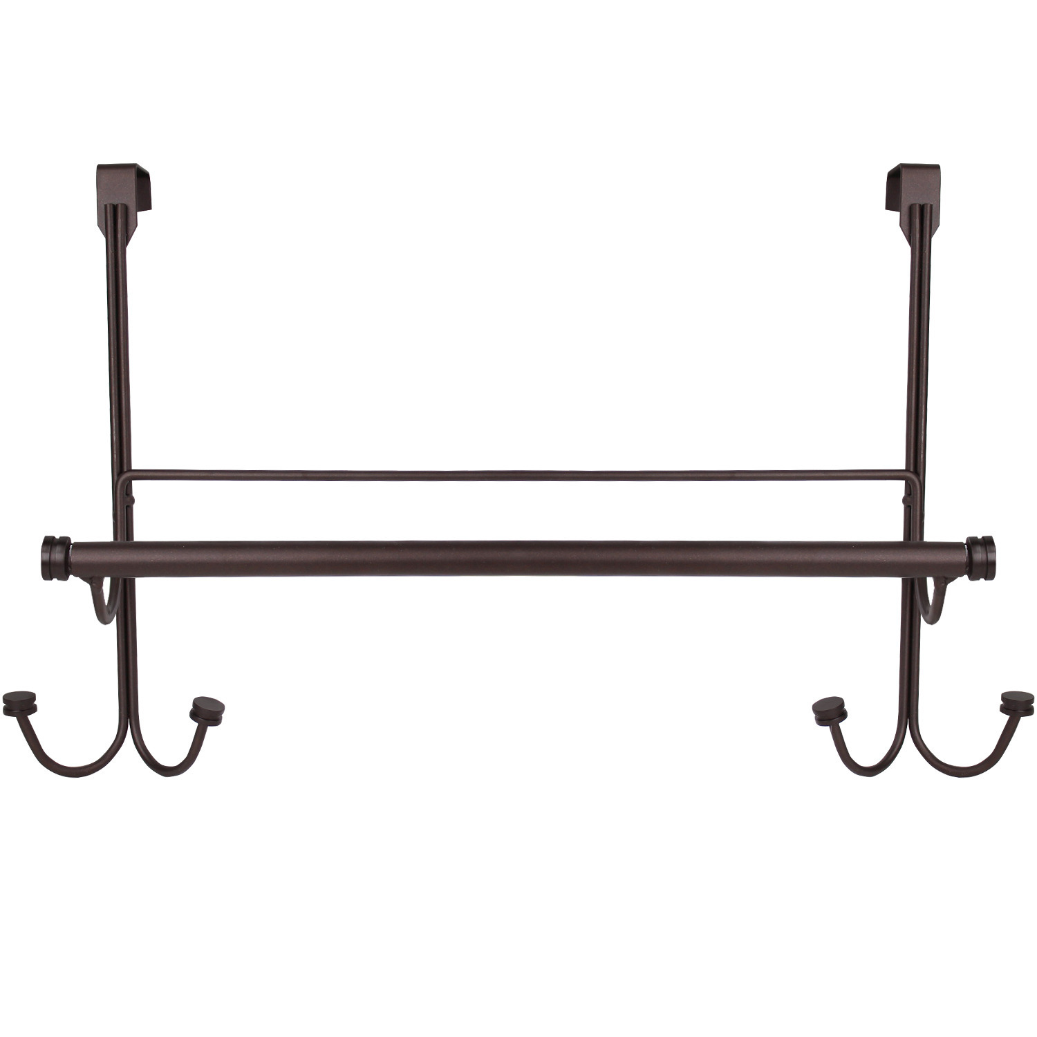 Towel Over the Door Hanger with Towel Rack Bar, 4 Towel Hooks, No Assembly Required, Bronze