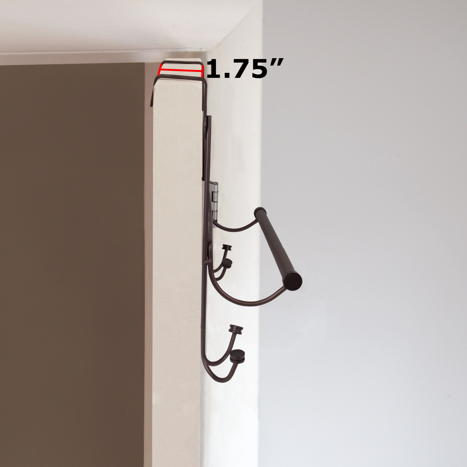 Towel Over the Door Hanger with Towel Rack Bar, 4 Towel Hooks, No Assembly Required, Bronze