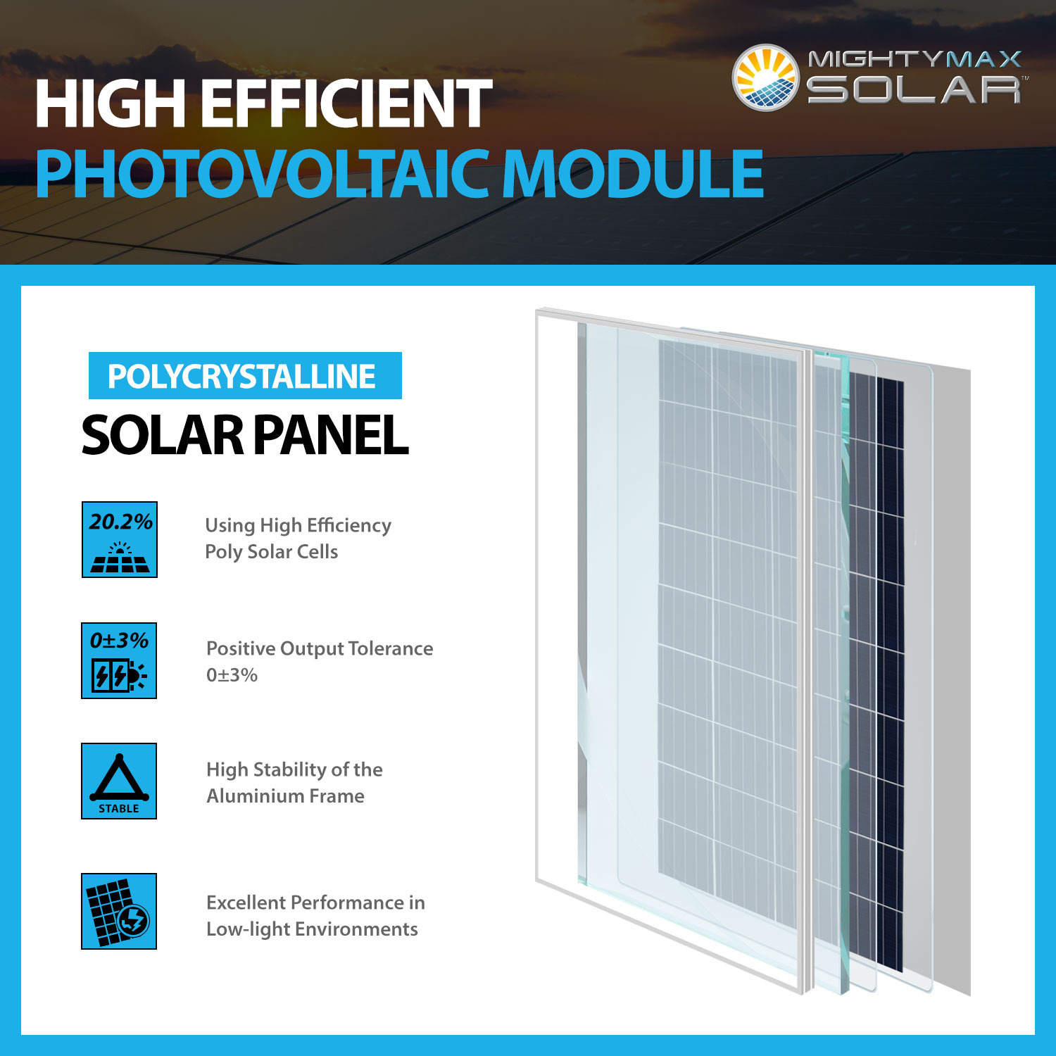 100 Watt 12 Volt Polycrystalline Solar Panel - 2 Pack