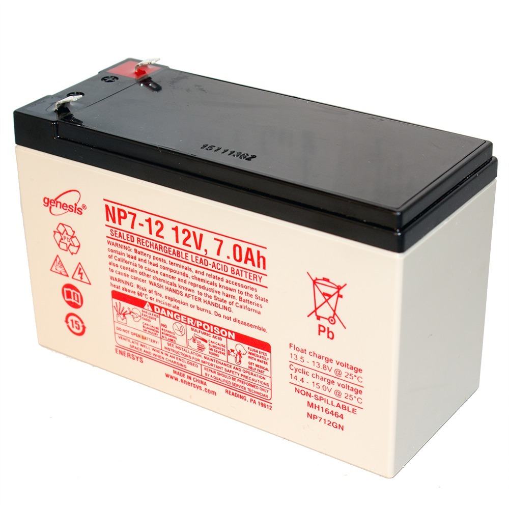 Genesis NP7-12 12FR 12 Volt/7 Amp Hour Sealed Lead Acid Battery with .187 Fast-on Connector - Flame Retardant Case