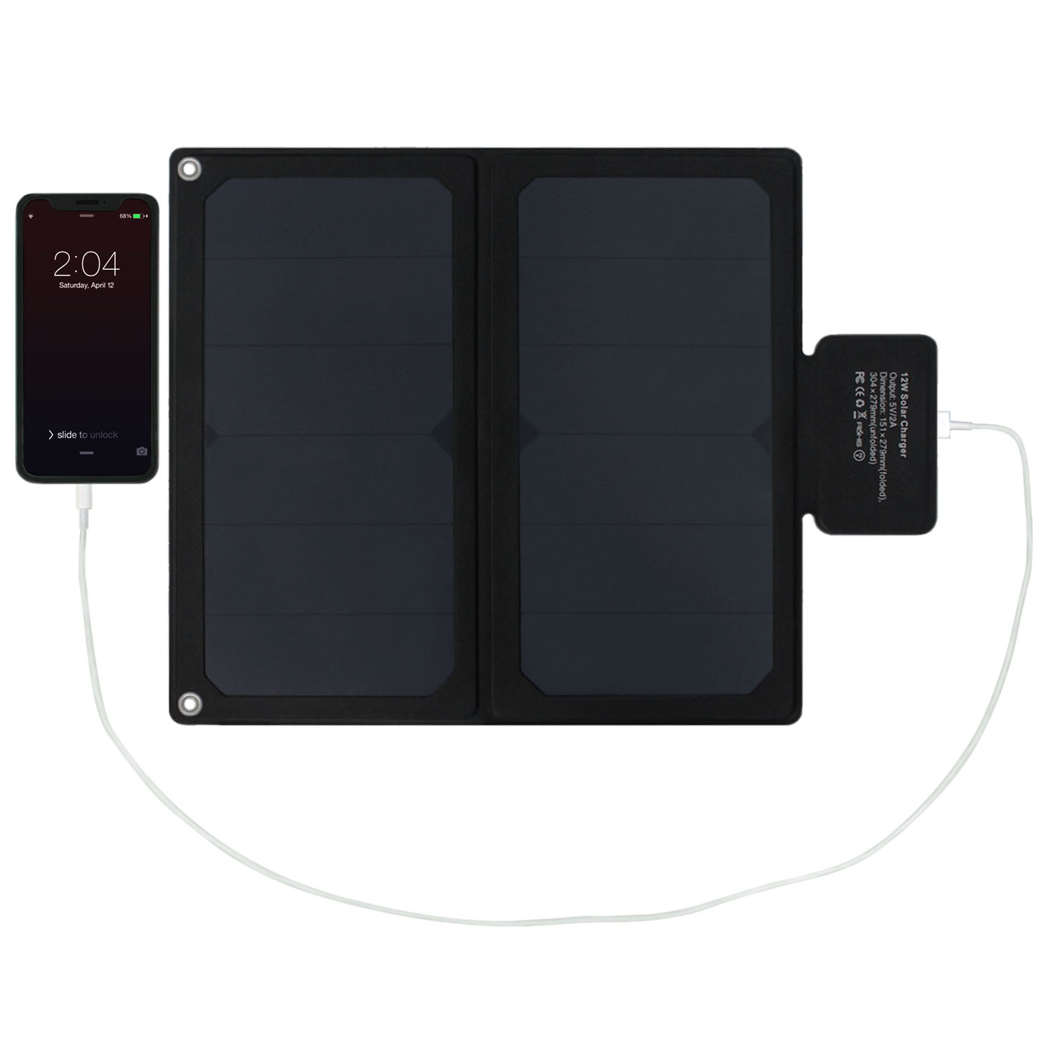 12 Watt Fold up Solar charger with 5V USB Rapid charging technology