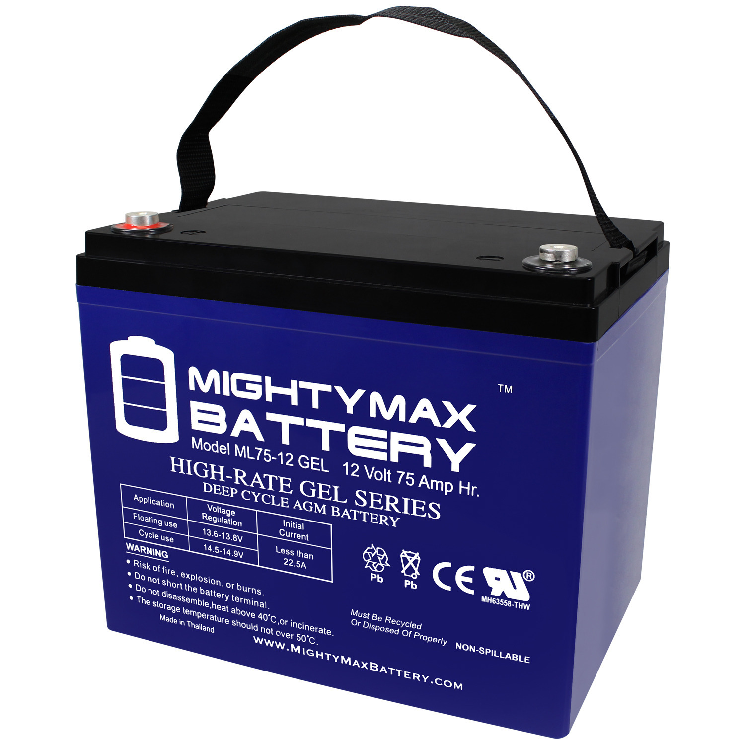 12V 75AH GEL Battery Replacement for Eaton FD7KVA