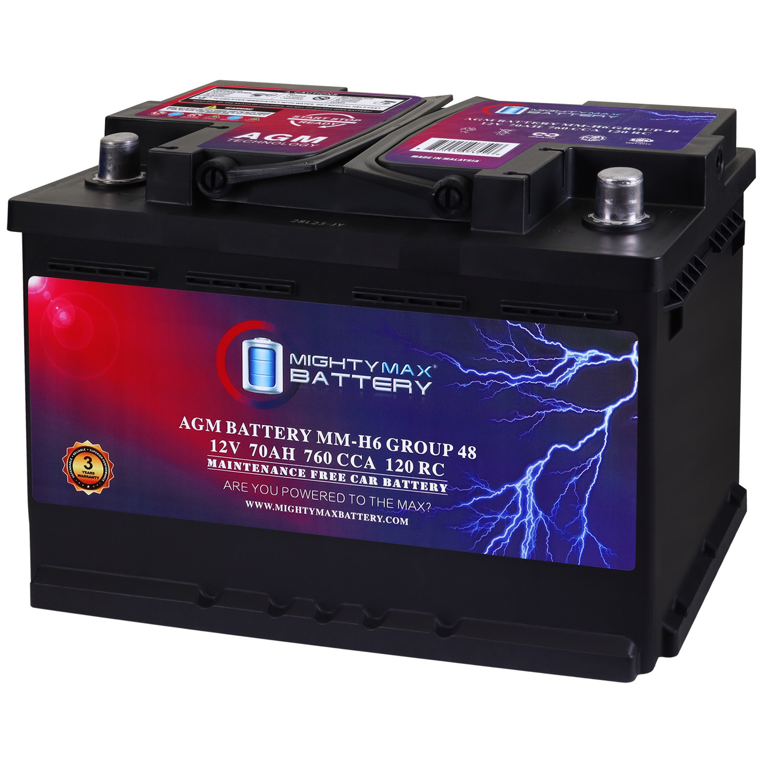 MM-H6 Group 48 12V 70AH 120RC 760CCA Replacement Battery Compatible with Acura MDX 16-20