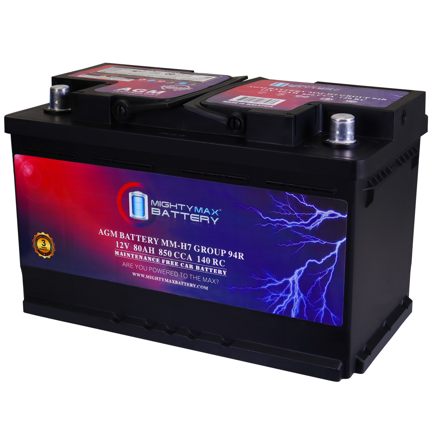 MM-H7 Group 94R 12V 80AH 140RC 850 CCA Replacement Battery Compatible with BMW 323i 99-00