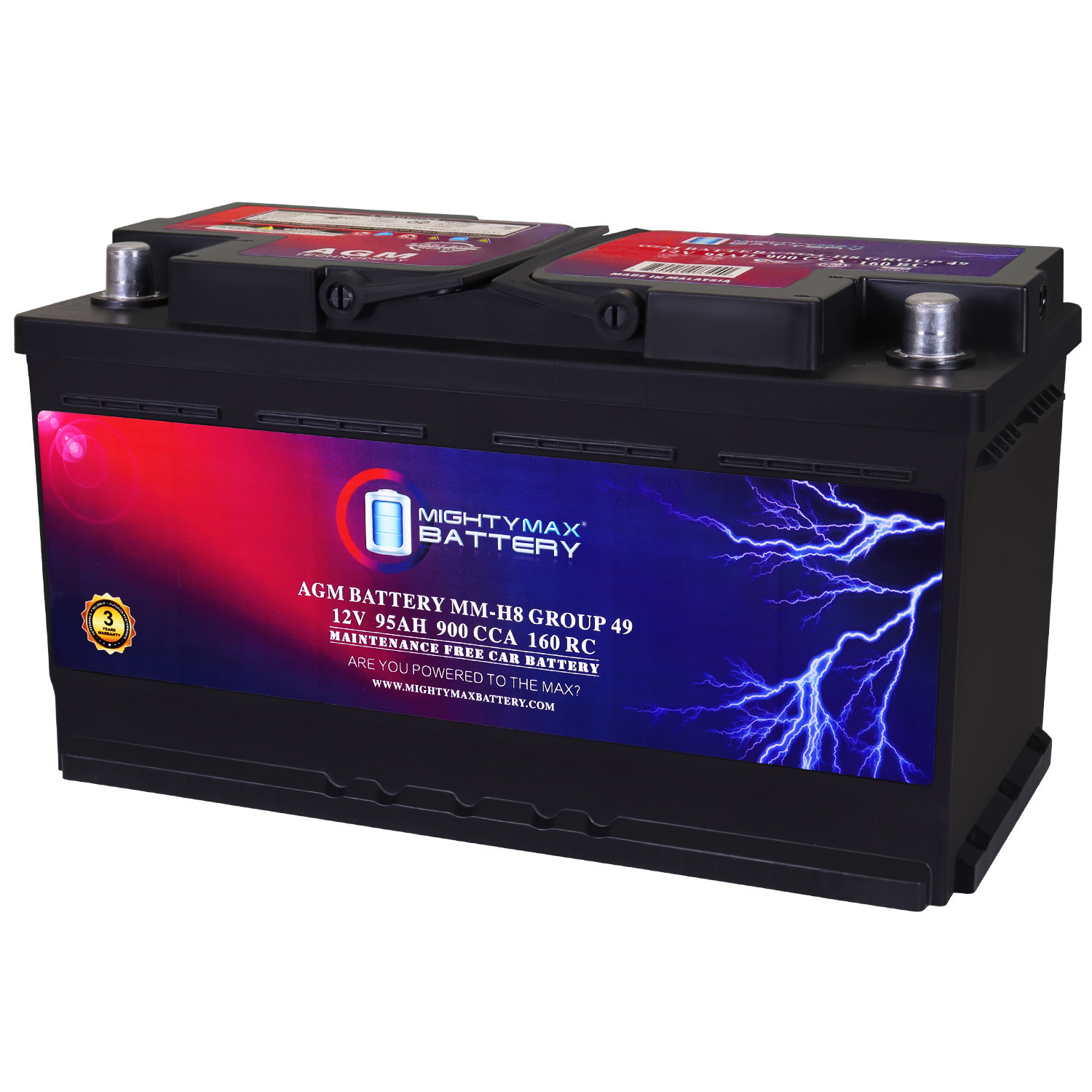 MM-H8 Group 49 12V 95Ah 160RC 900CCA Replacement Battery Compatible with Audi RS 4 07-08