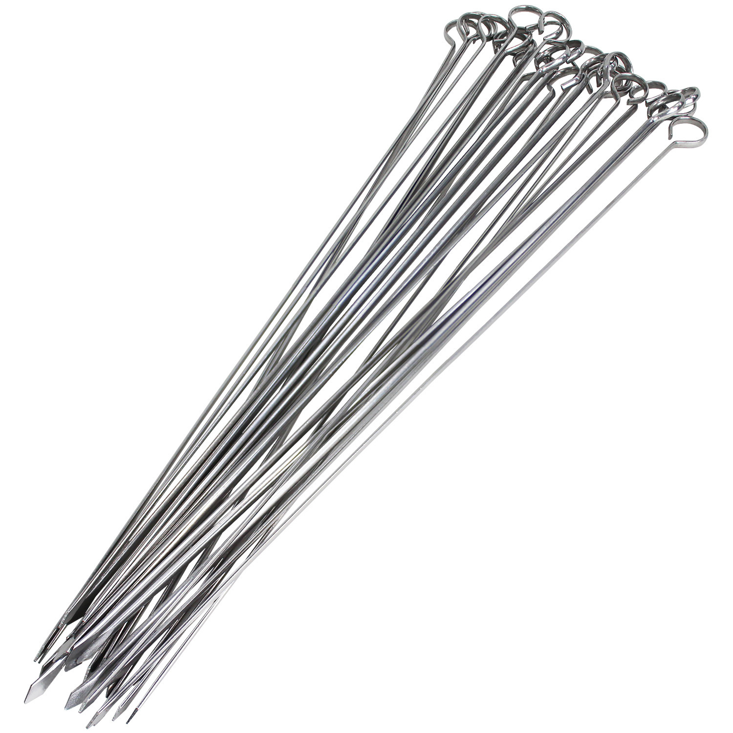 17 inch BBQ Skewers Set of 24, Used for Barbecuing Meat, Poultry, Seafood, Vegetables, Cheese, Fruit, Stainless Steel, Barbeque Accessories