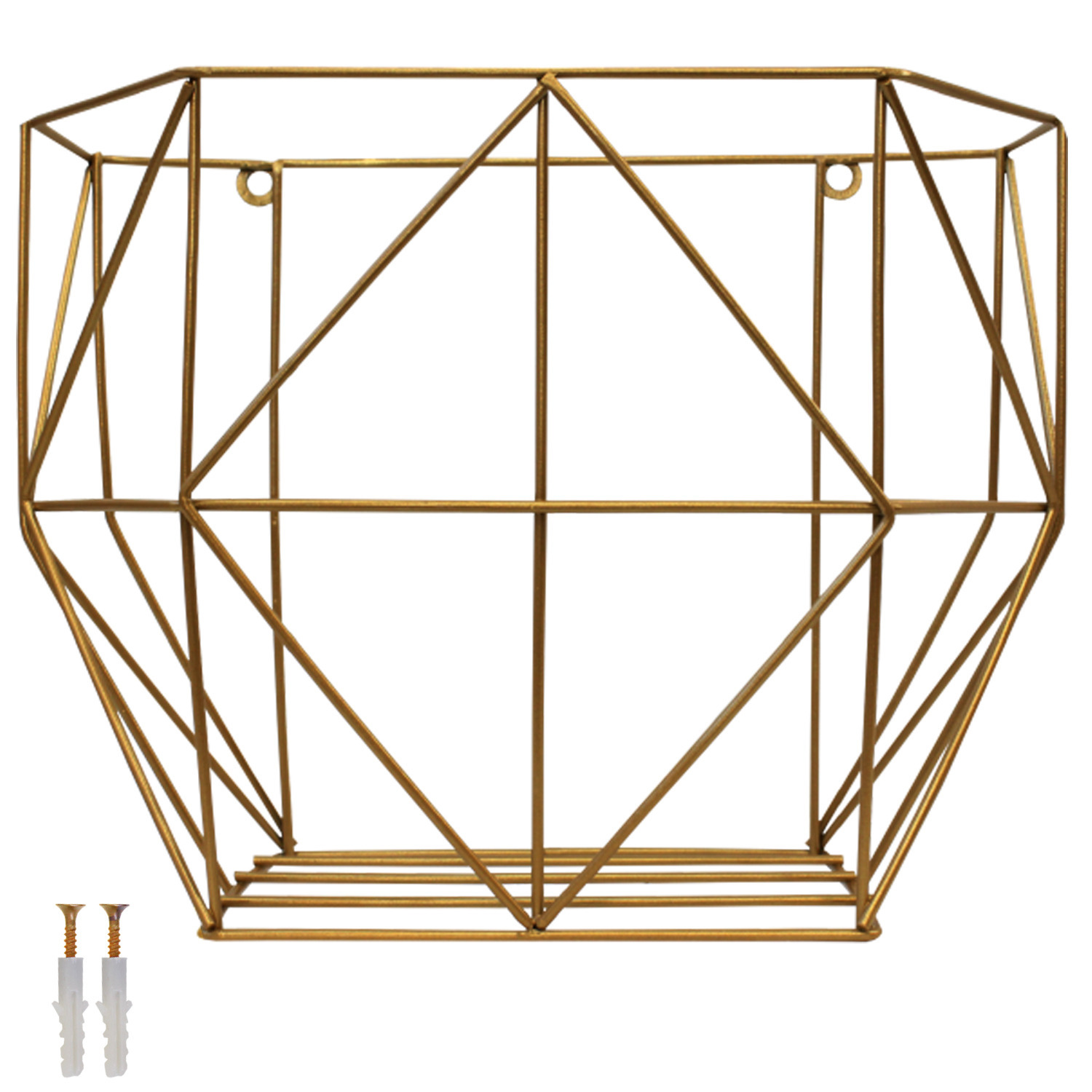 Hanging Fruit Basket Metal Wire Storage Organizer Wall Basket for Kitchen Gold - Medium