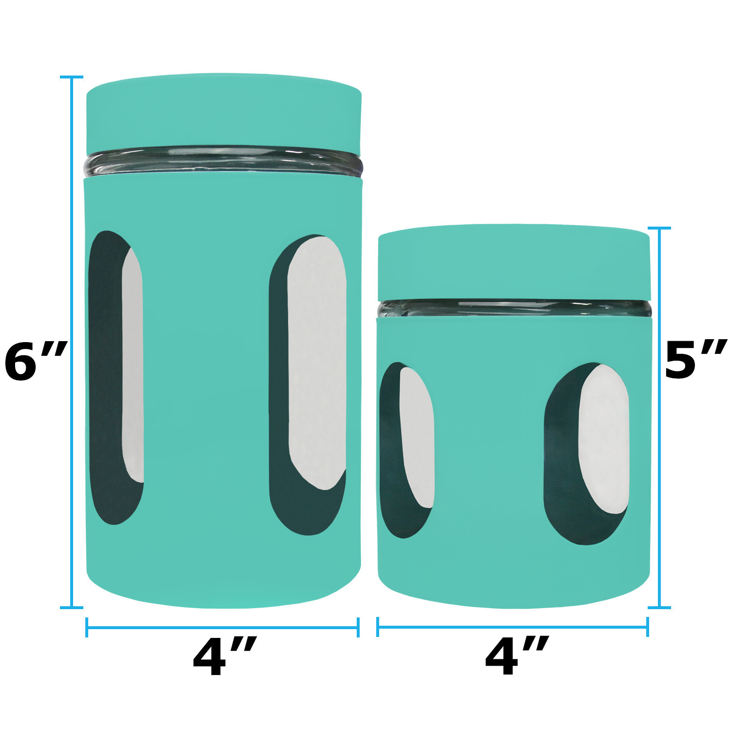 Blue Donuts 4PC Stainless Steel Canister with Window - Turquoise