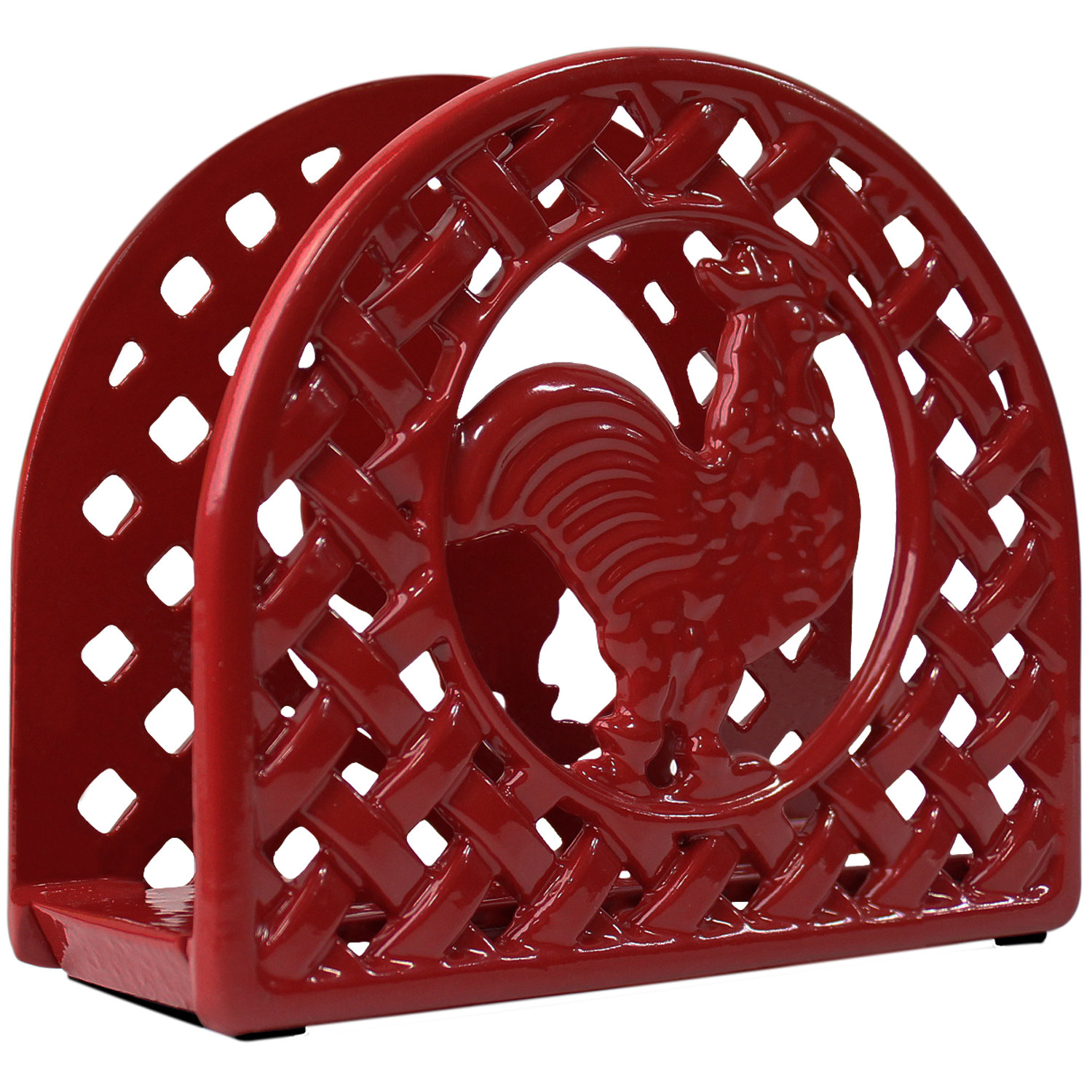 Blue Donuts Cast Iron Rooster Napkin Holder (Red)