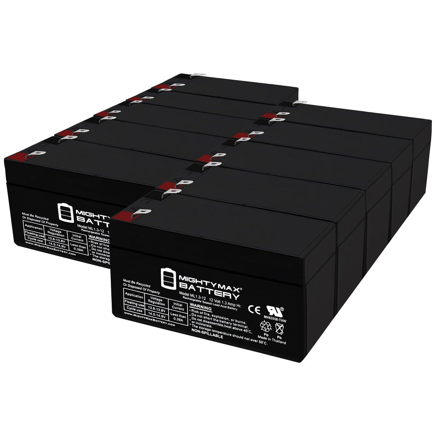 ML1.3-12 - 12 VOLT 1.3 AH SLA BATTERY - PACK OF 10