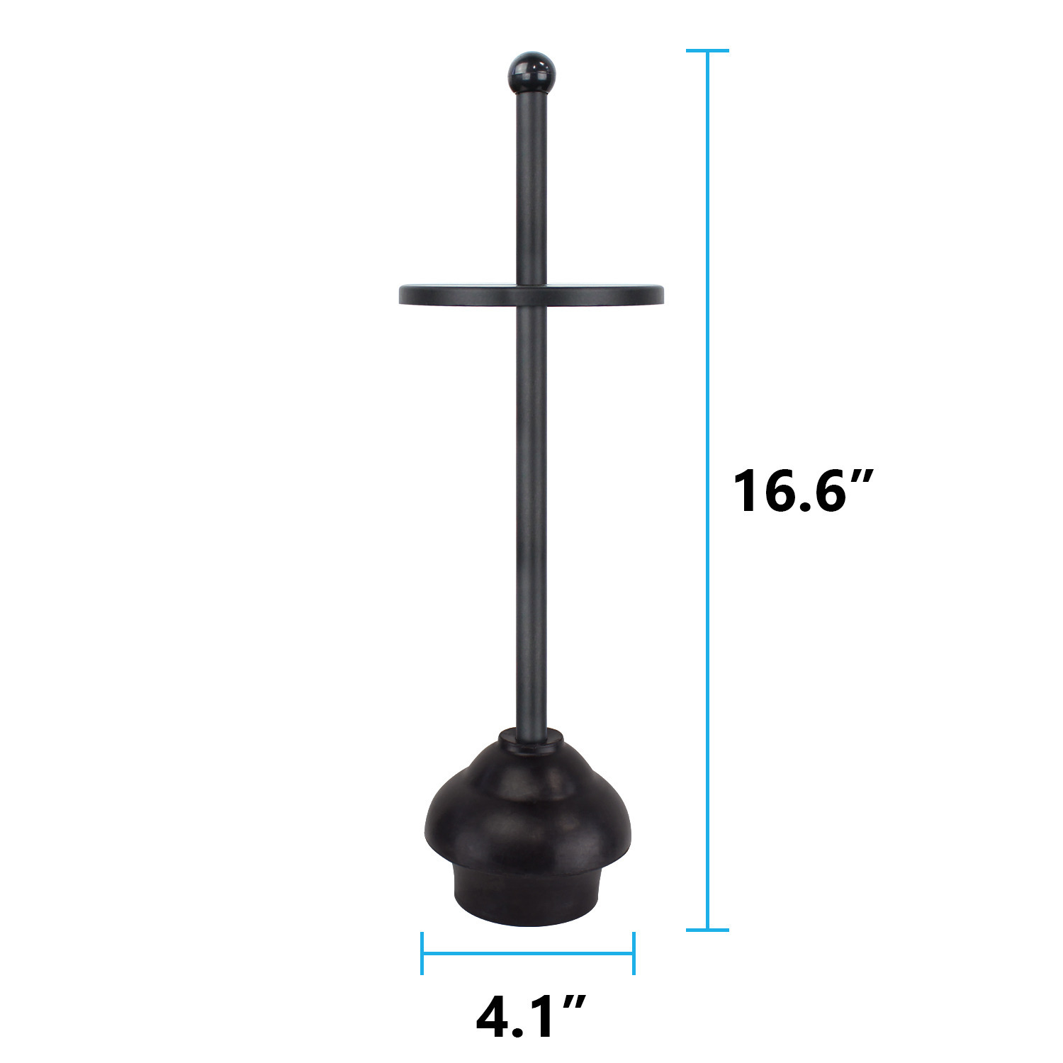 Toilet Plunger with Holder for Bathroom, Multi Drain Suitable also for Bathtubs, Quick Dry, Black