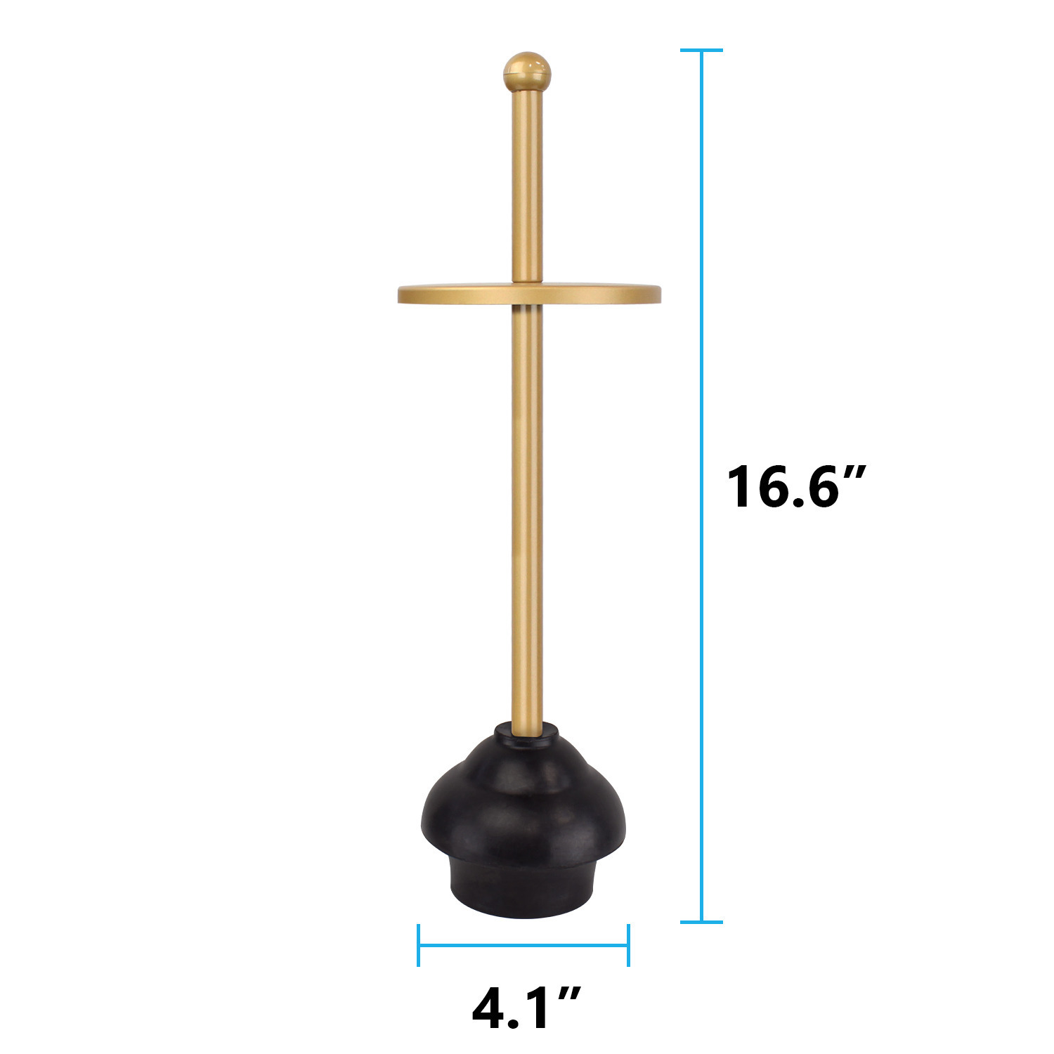 Toilet Plunger with Holder for Bathroom, Multi Drain Suitable also for Bathtubs, Quick Dry, Gold