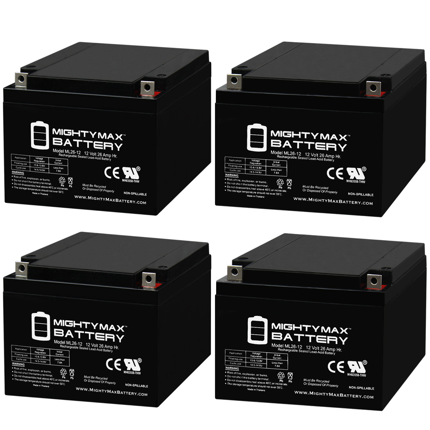 12V 26AH Battery Replaces Emergi.Lite EMF4, Emergi.Lite 120 - 4 Pack