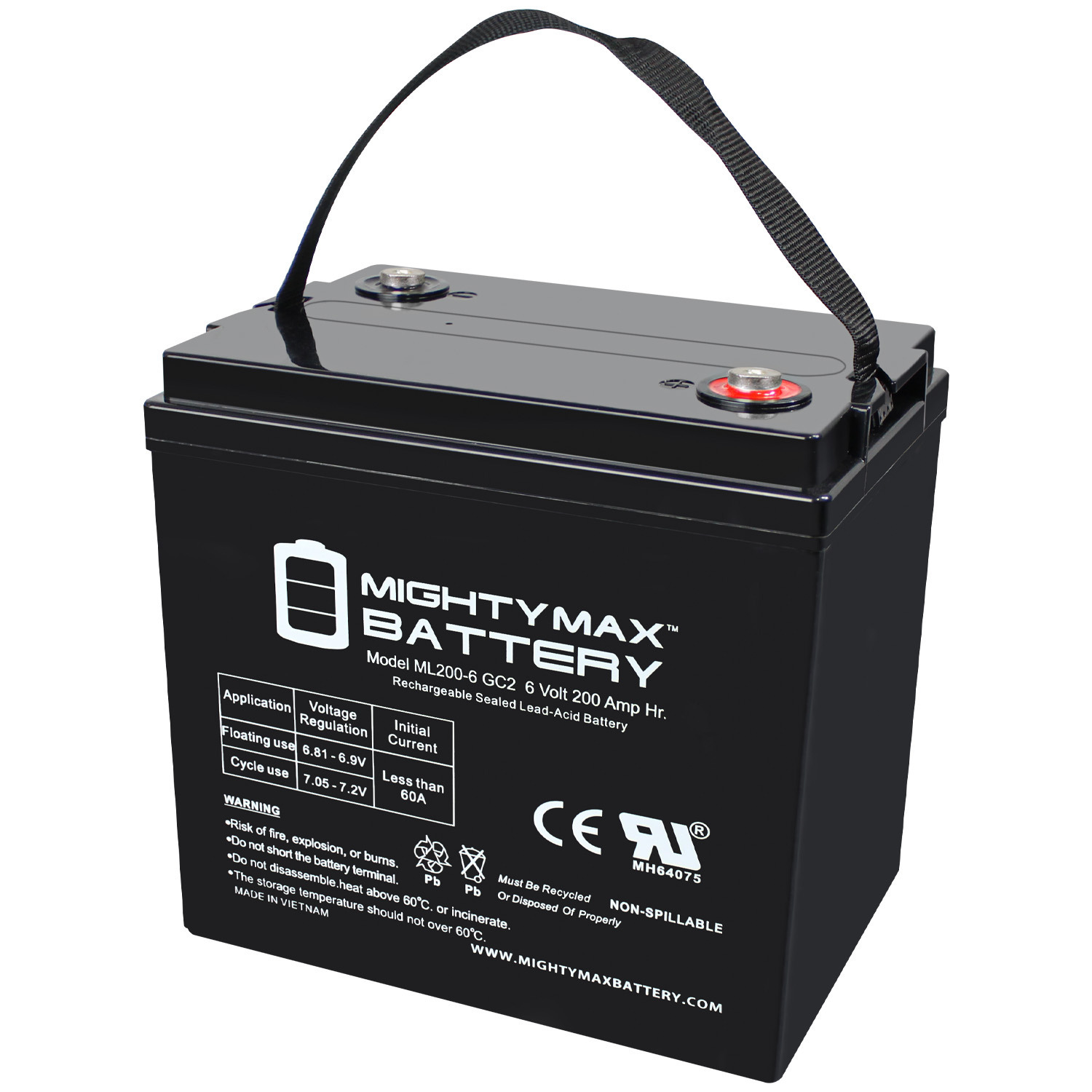 6V 200AH SLA Replacement Battery Compatible with Columbia Par Car Mega Tilt Bed