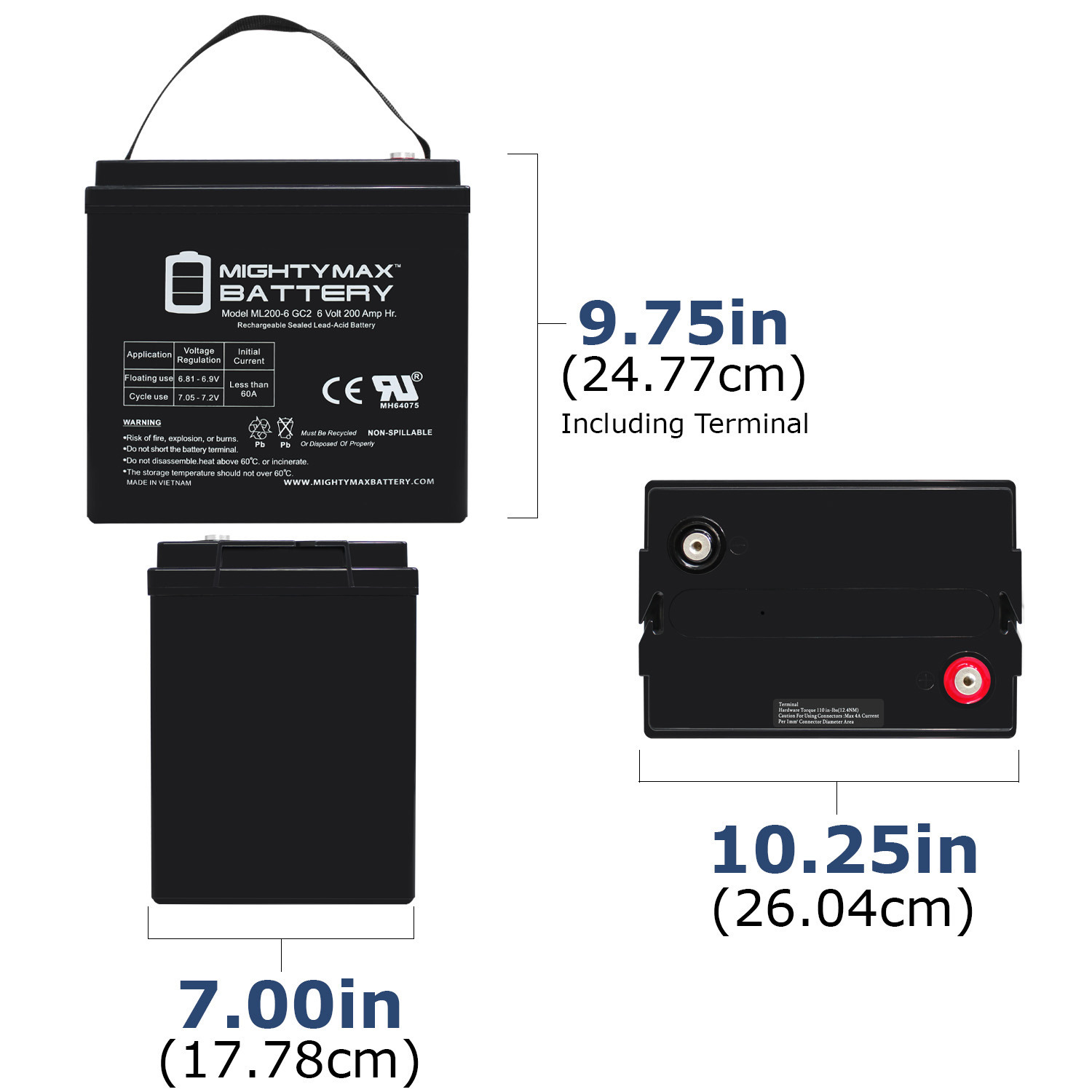 6V 200AH SLA Replacement Battery Compatible with Deep Cycle Golf cart