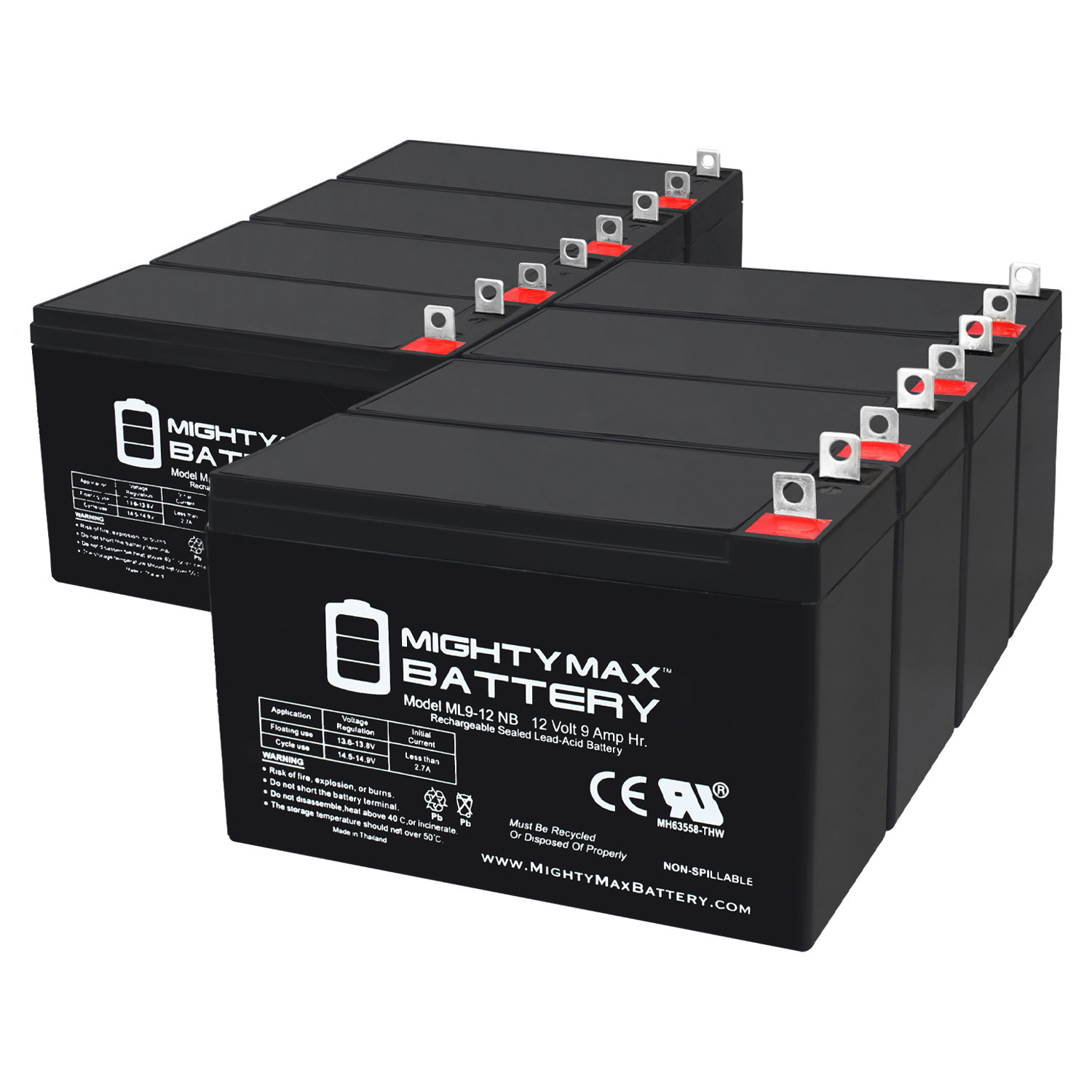 12V 9AH SLA Replacement Battery Compatible with ESG 6FM10 - 8 Pack