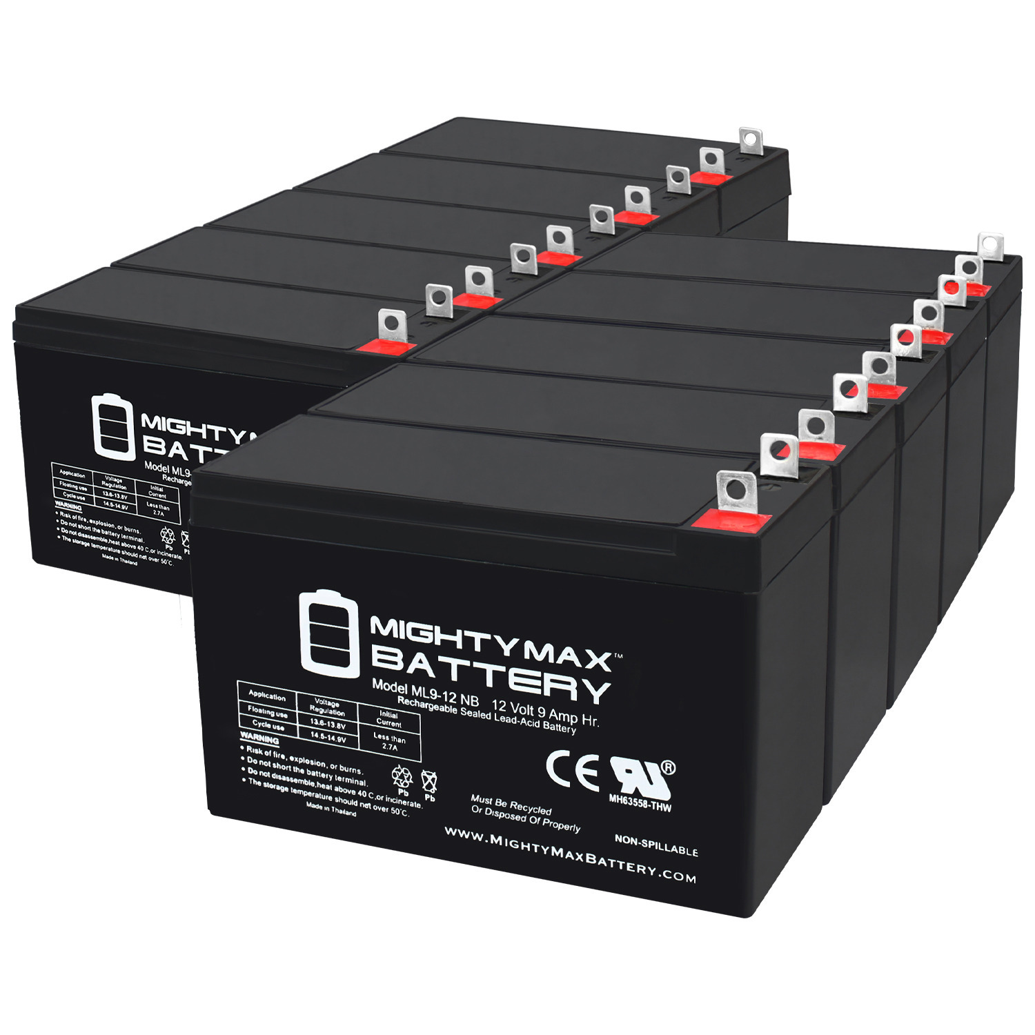 12V 9AH SLA Replacement Battery Compatible with ESG 6FM10 - 10 Pack