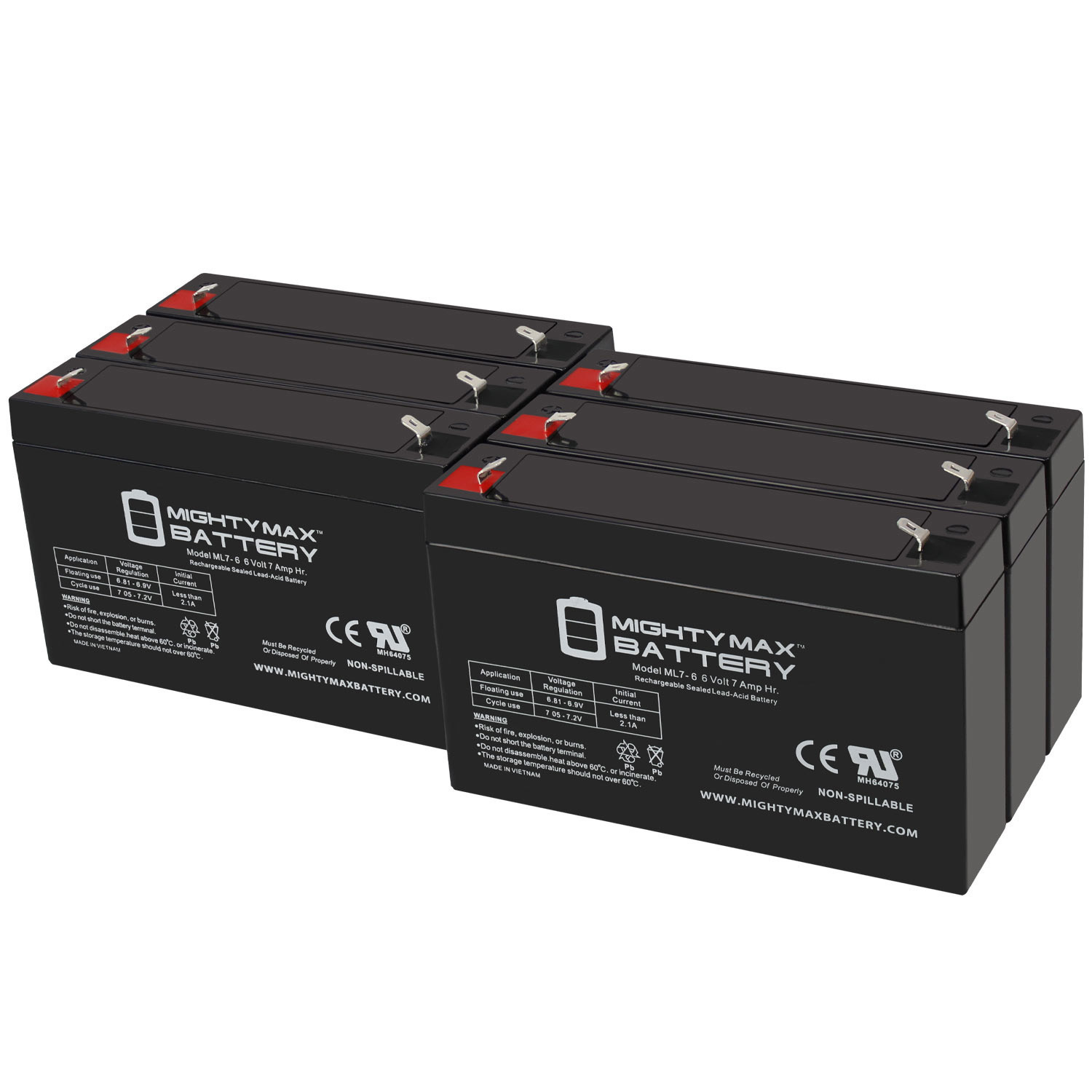6V 7AH SLA Battery Replaces Emergency Exit Lighting AGM - 6 Pack