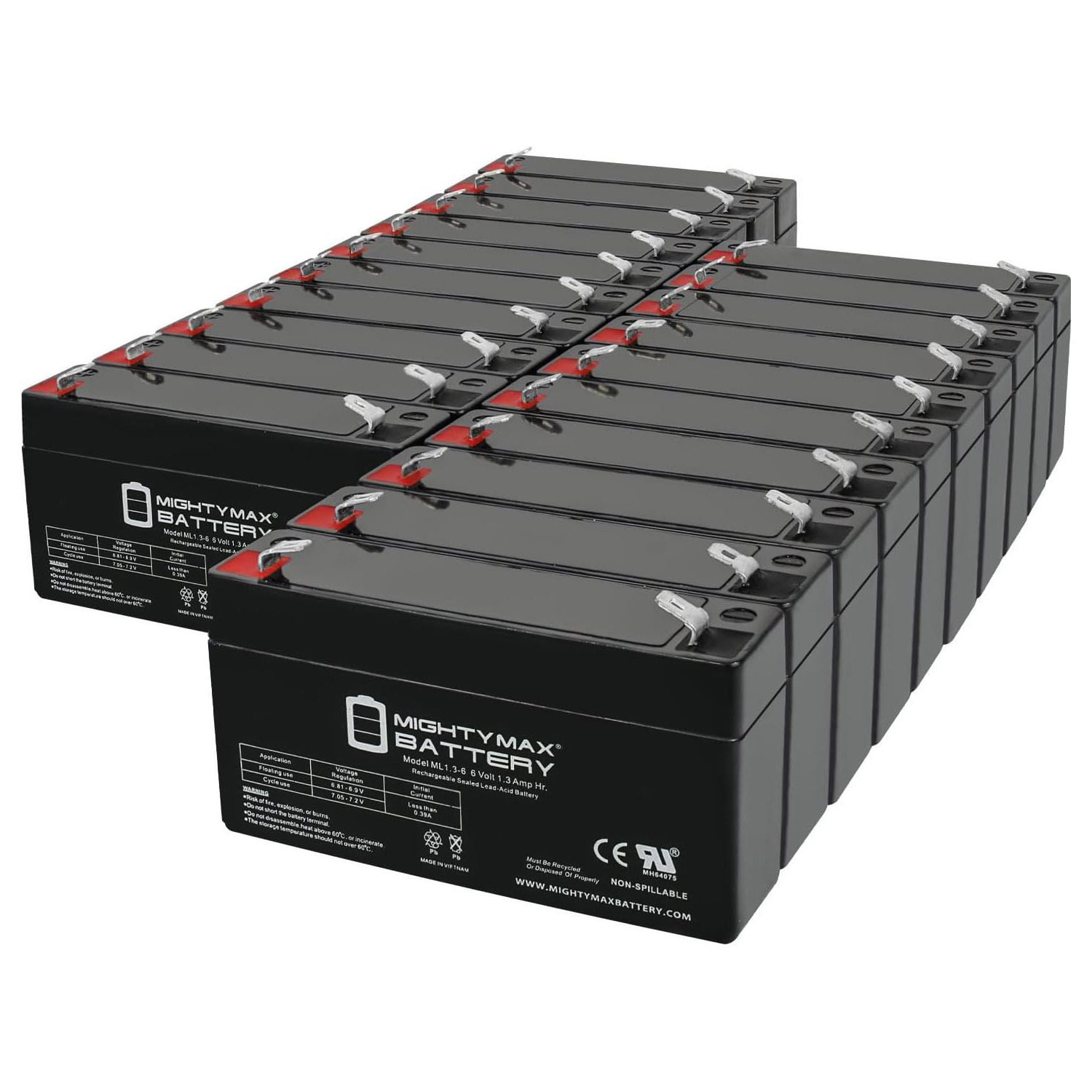 6V 1.3AH SLA Replacement Battery compatible with Dex Alarms - 20 Pack