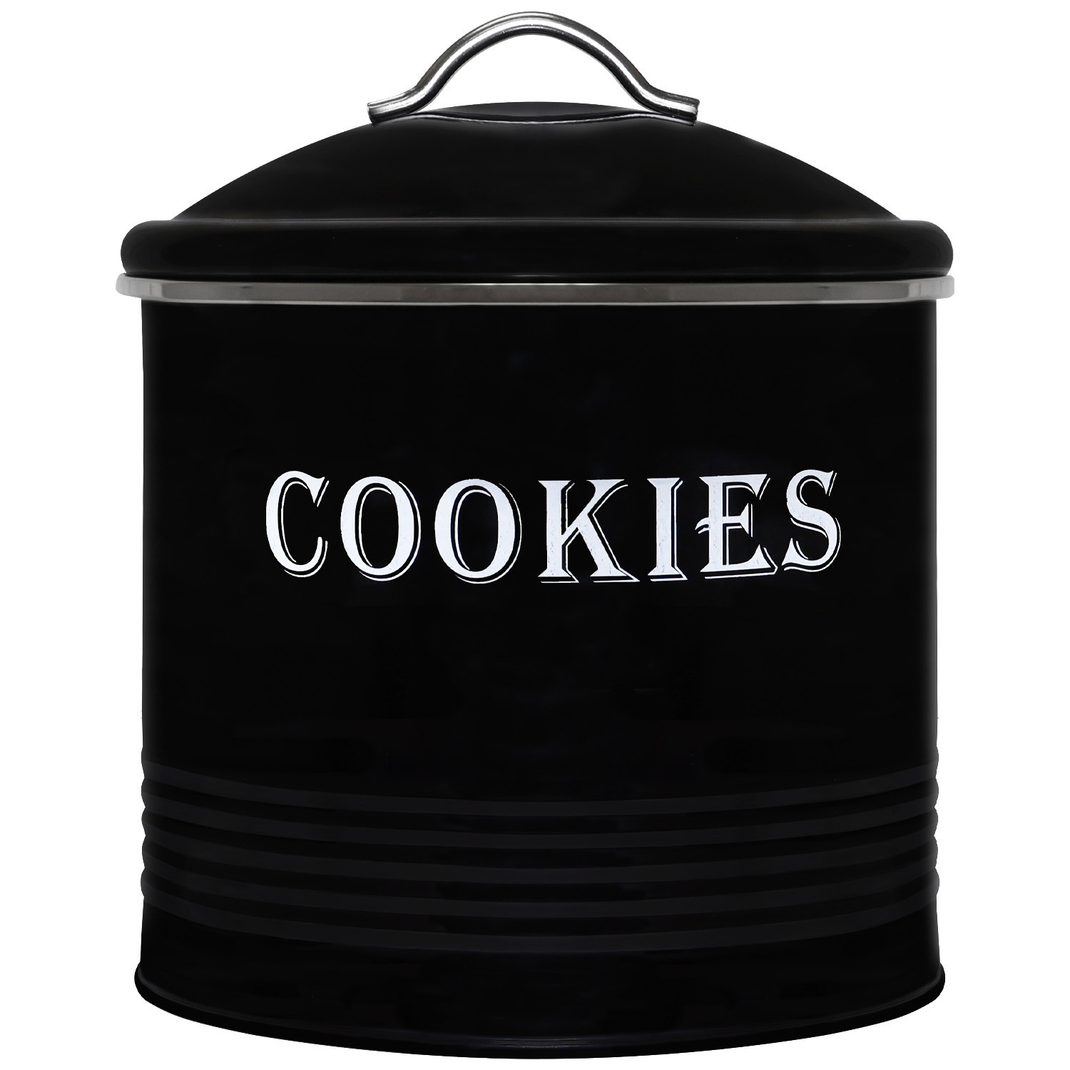 Blue Donuts  Tin Cover, Black Cookie Jar