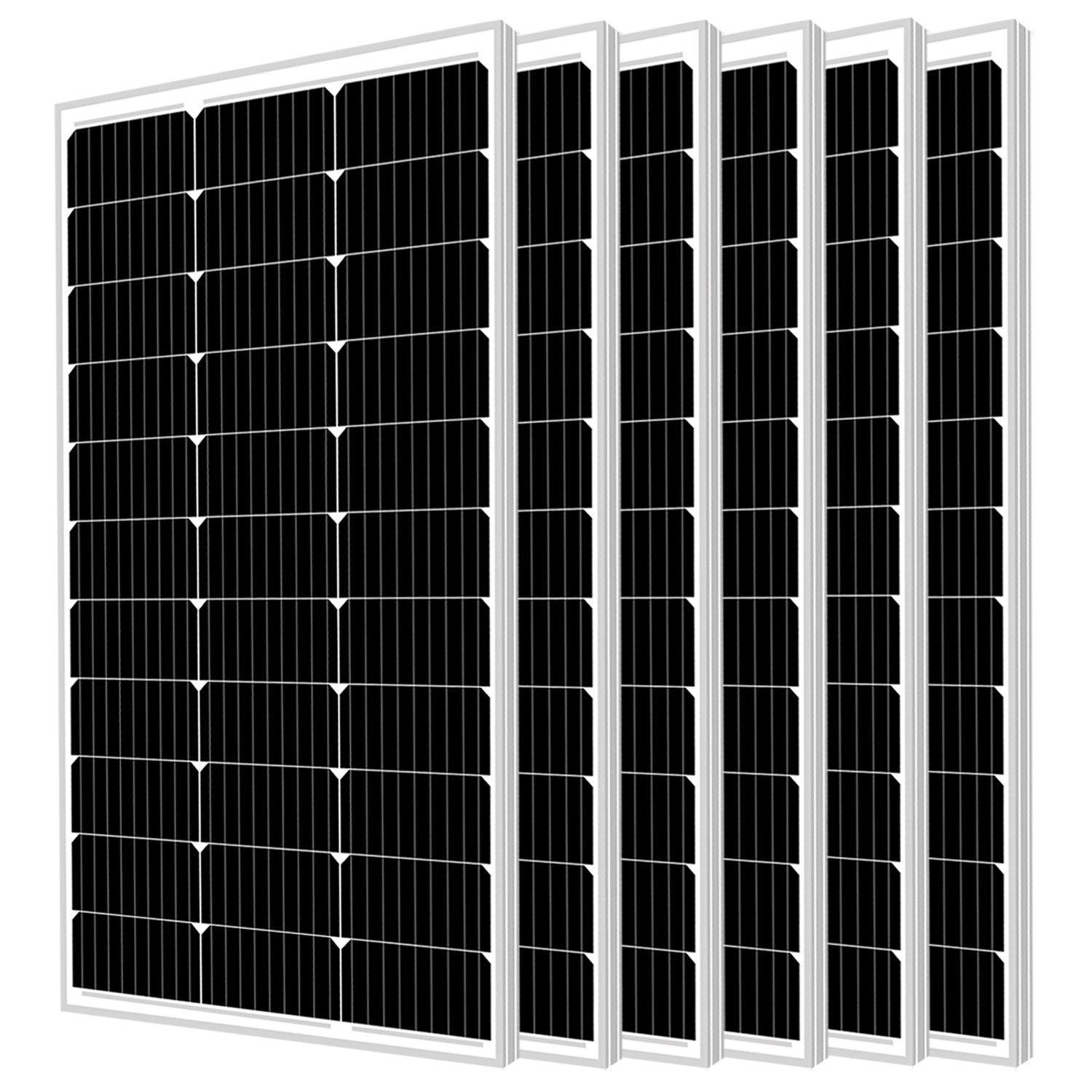 100 Watt Monocrystalline 600W Solar Panel - 6 Pack