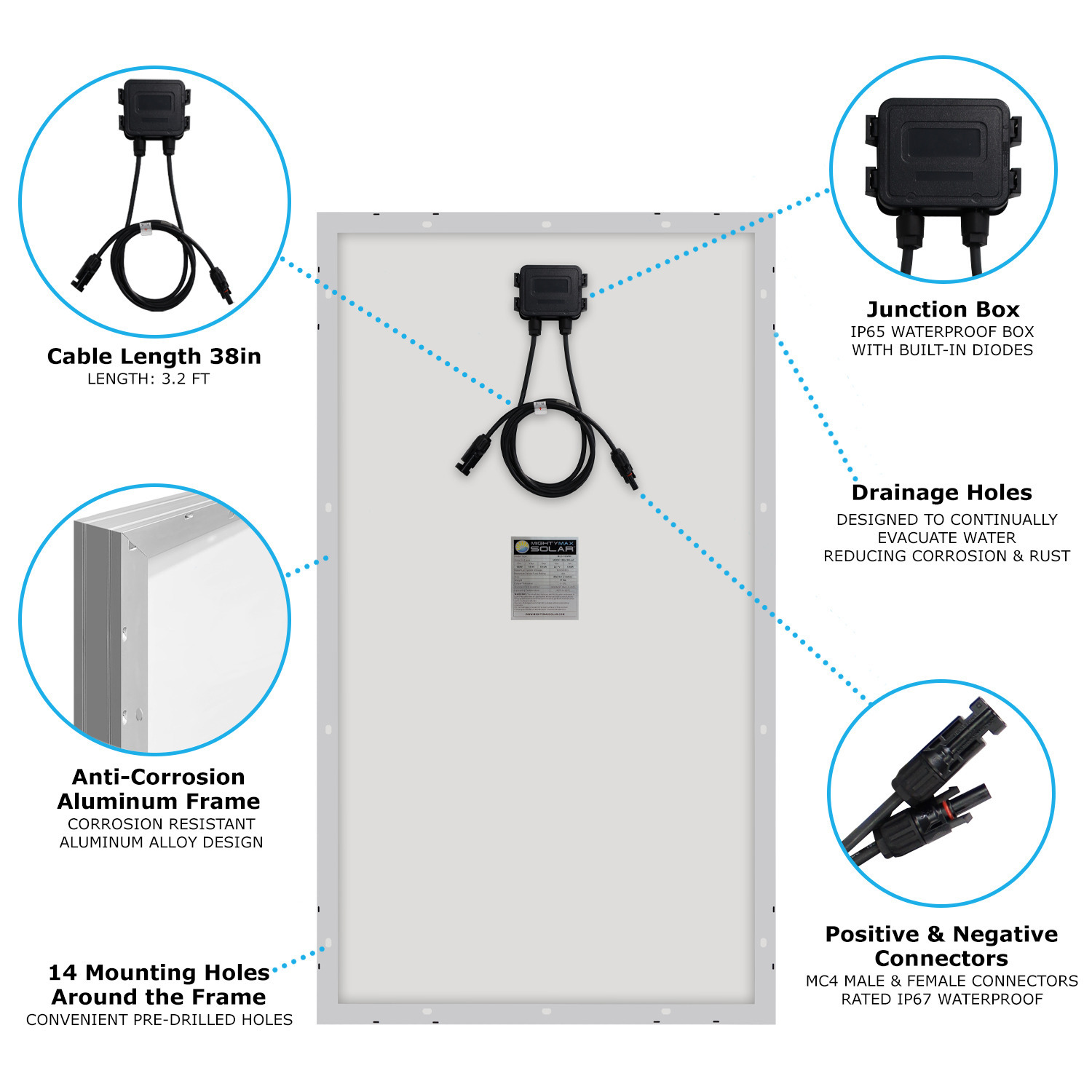 100 Watt Monocrystalline 600W Solar Panel - 6 Pack