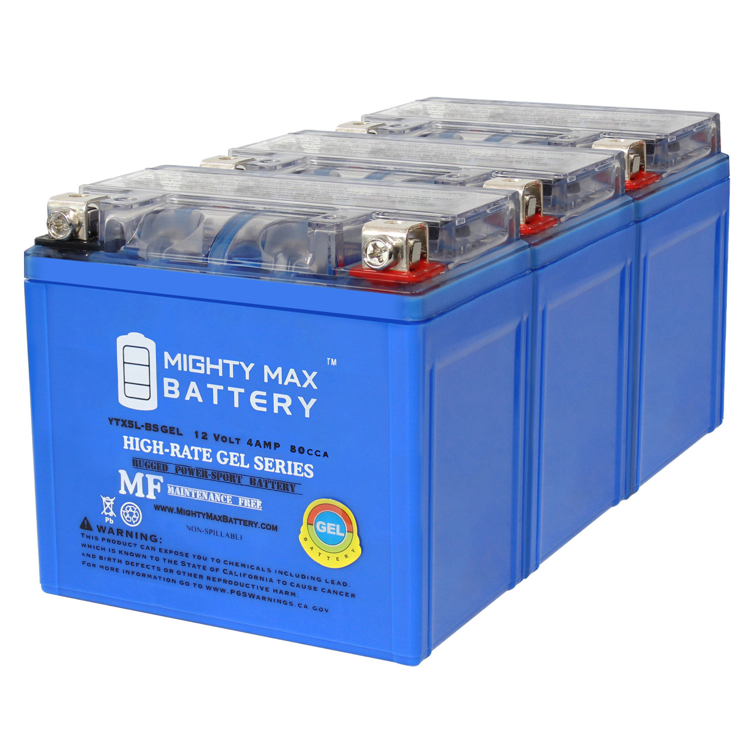 YTX5L-BSGEL 12V 4AH Replacement Battery compatible with Yamaha 90 YMF90 Grizzly 19-20 - 3 Pack