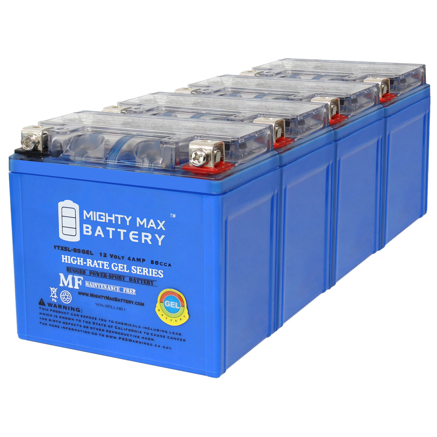 YTX5L-BSGEL 12V 4AH Replacement Battery compatible with KTM 525EXC Motorcycle 03-05 - 4 Pack